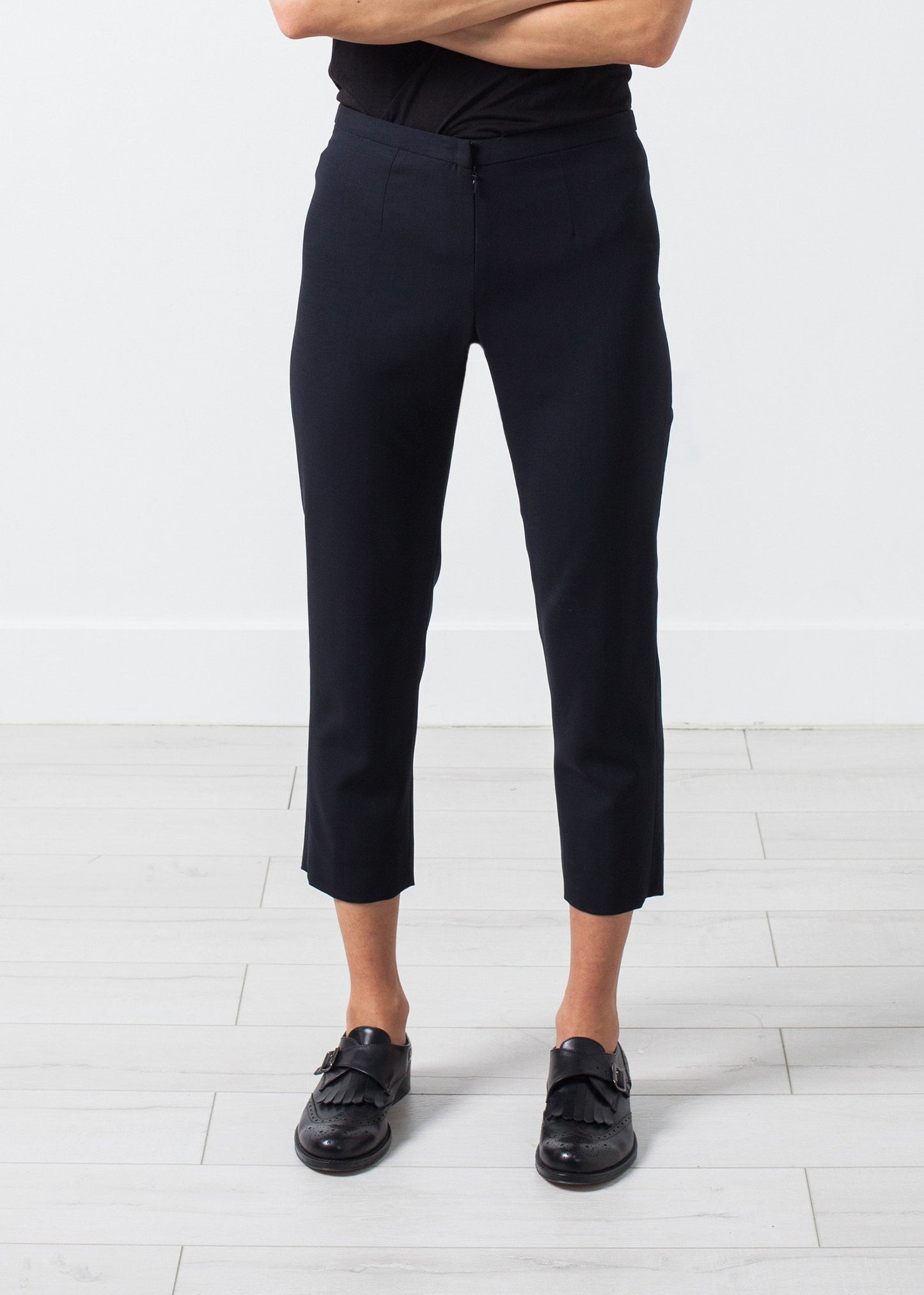 Wool Cropped Pant in Navy - annaclothes