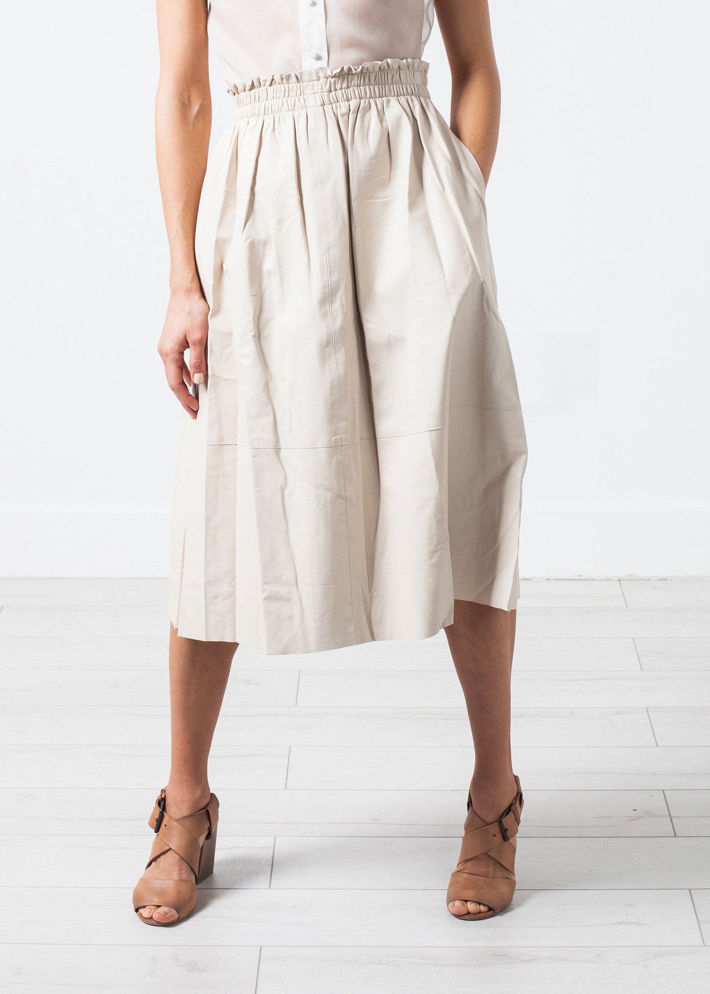 Eulera Leather Skirt in Cream - annaclothes