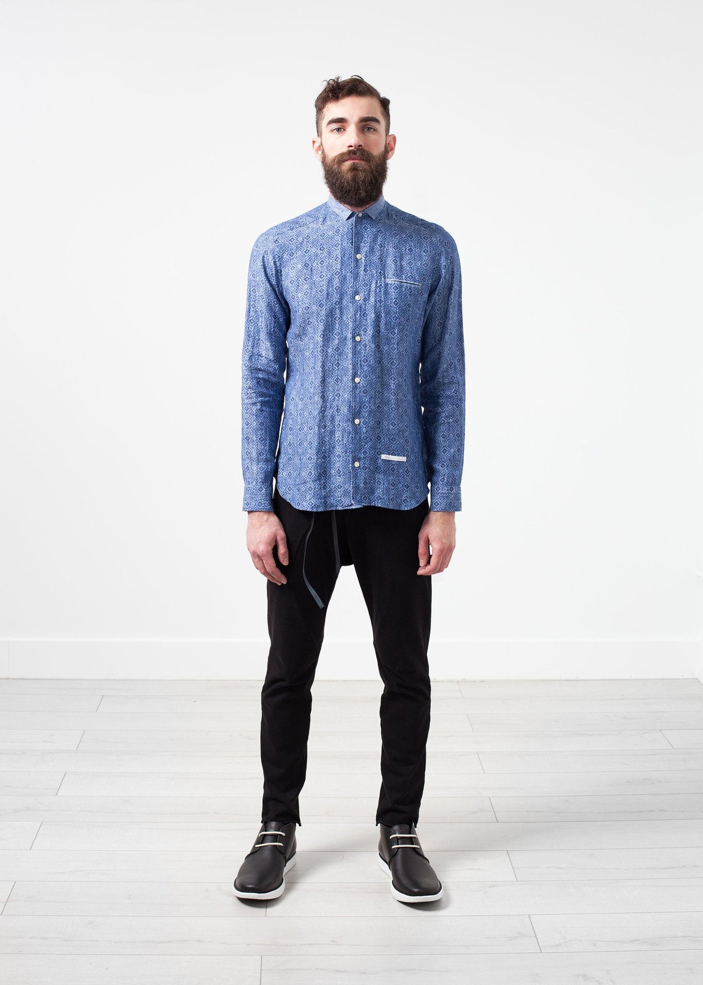 Linen Button Up in Blue Diamond - annaclothes