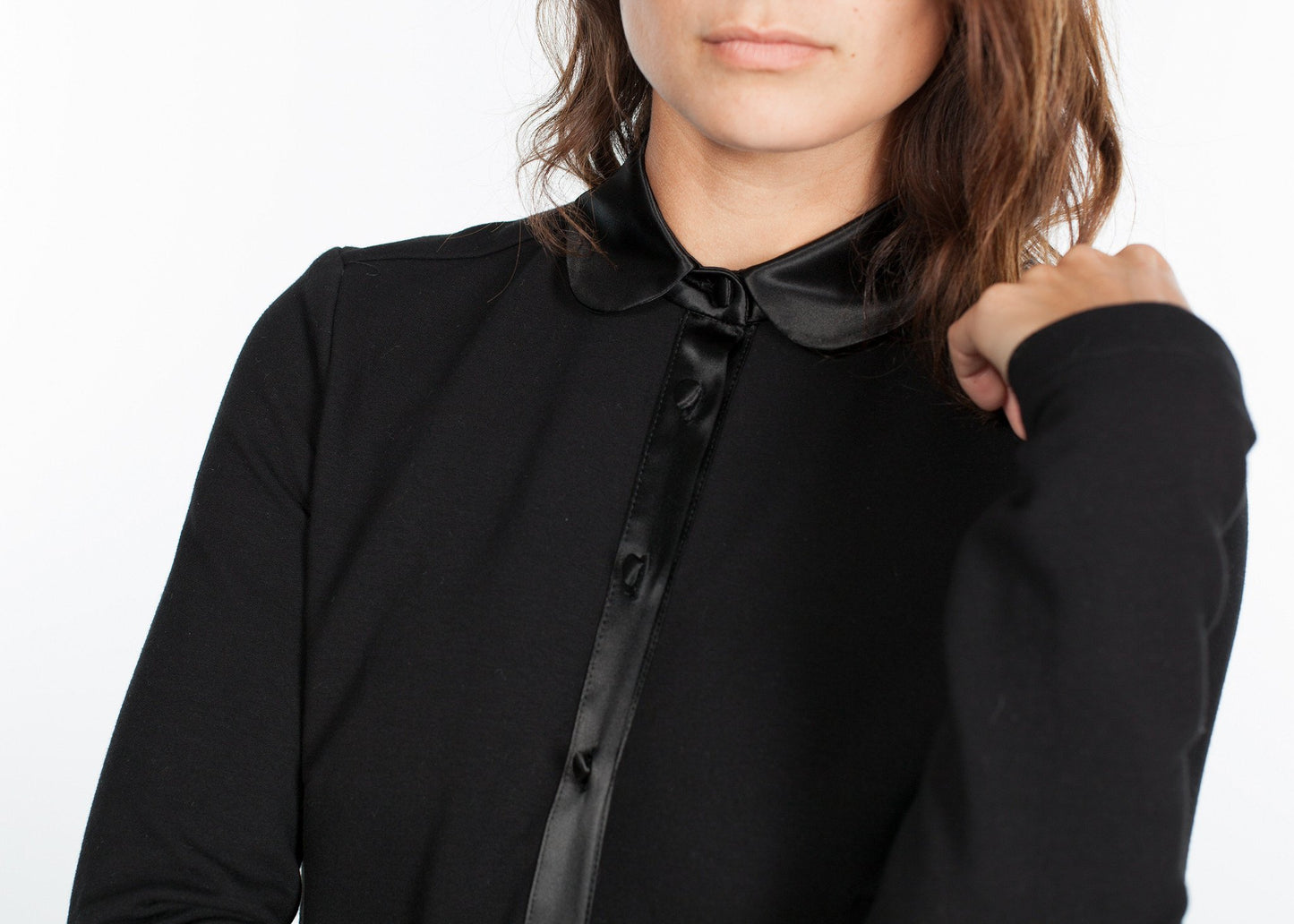Fleece Jersey Dress in Black - annaclothes
