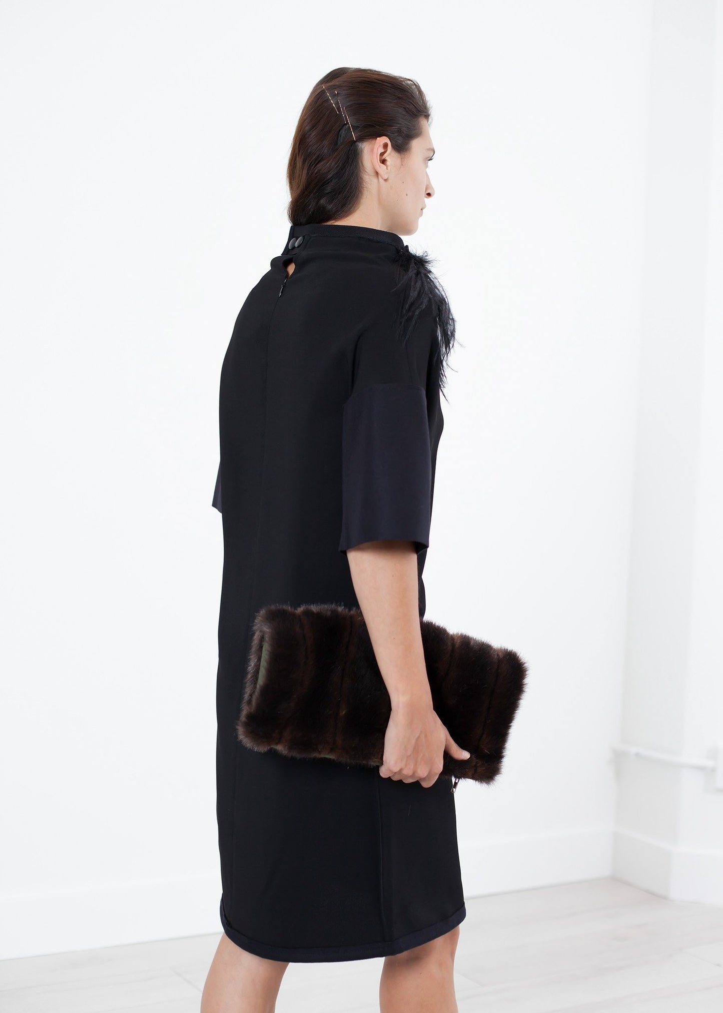 Ostrich Plume Dress in Black - annaclothes