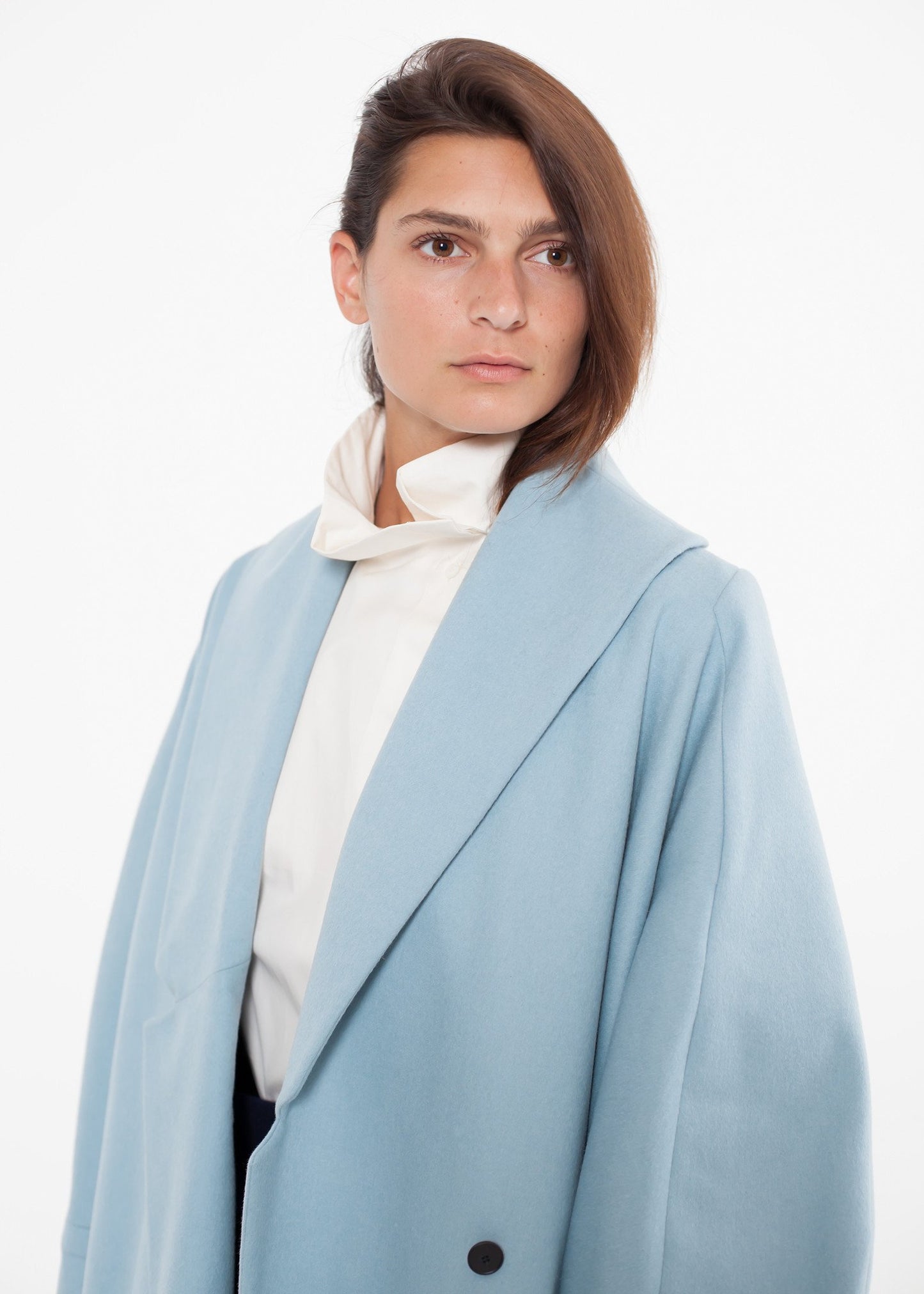 Full Collar Poplin Blouse in Off White - annaclothes