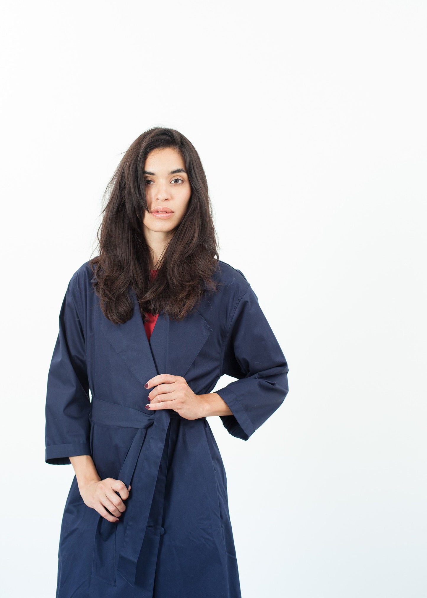 Sateen Trench in Navy - annaclothes