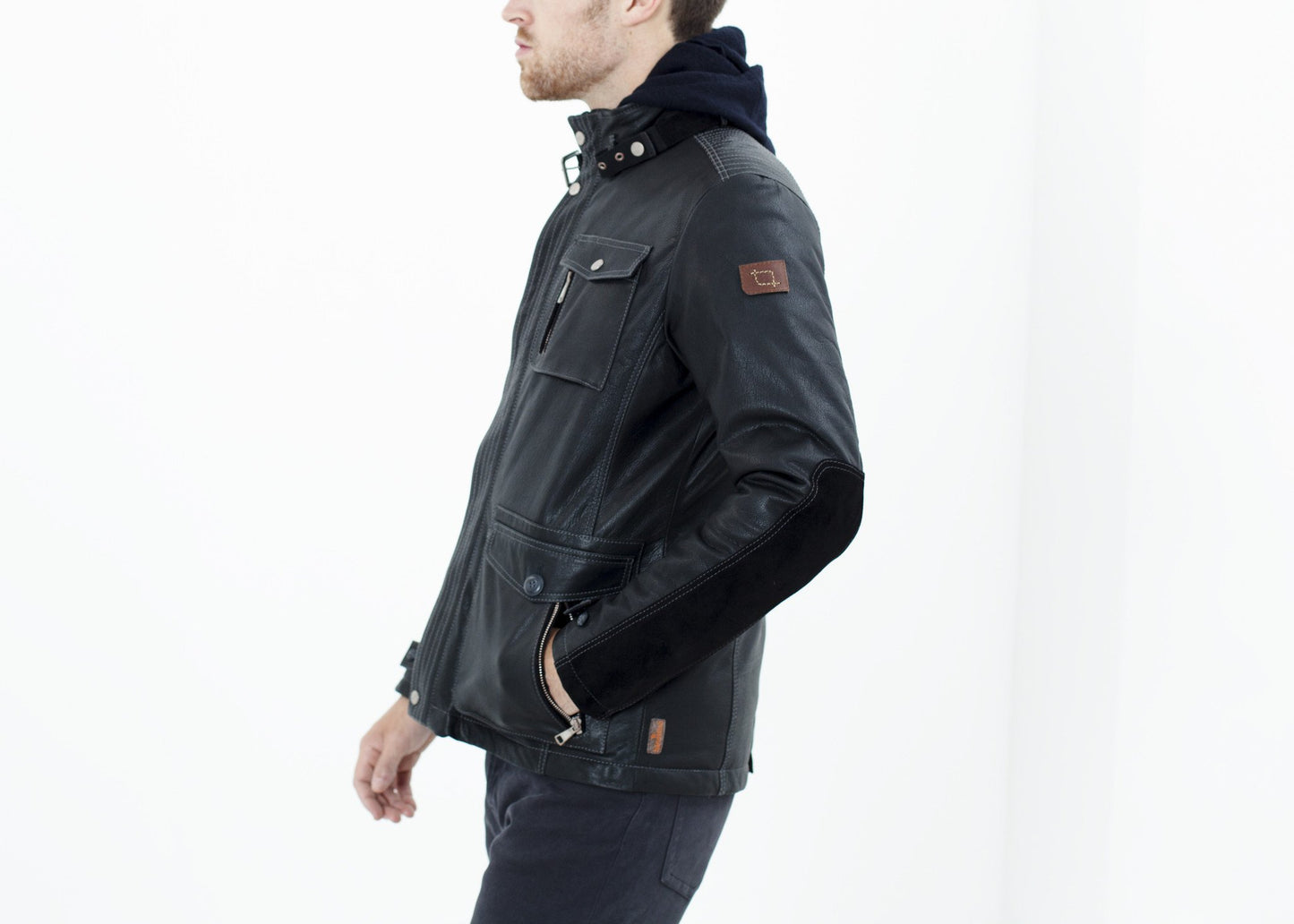 Prince Leather Field Jacket in Meteor - annaclothes