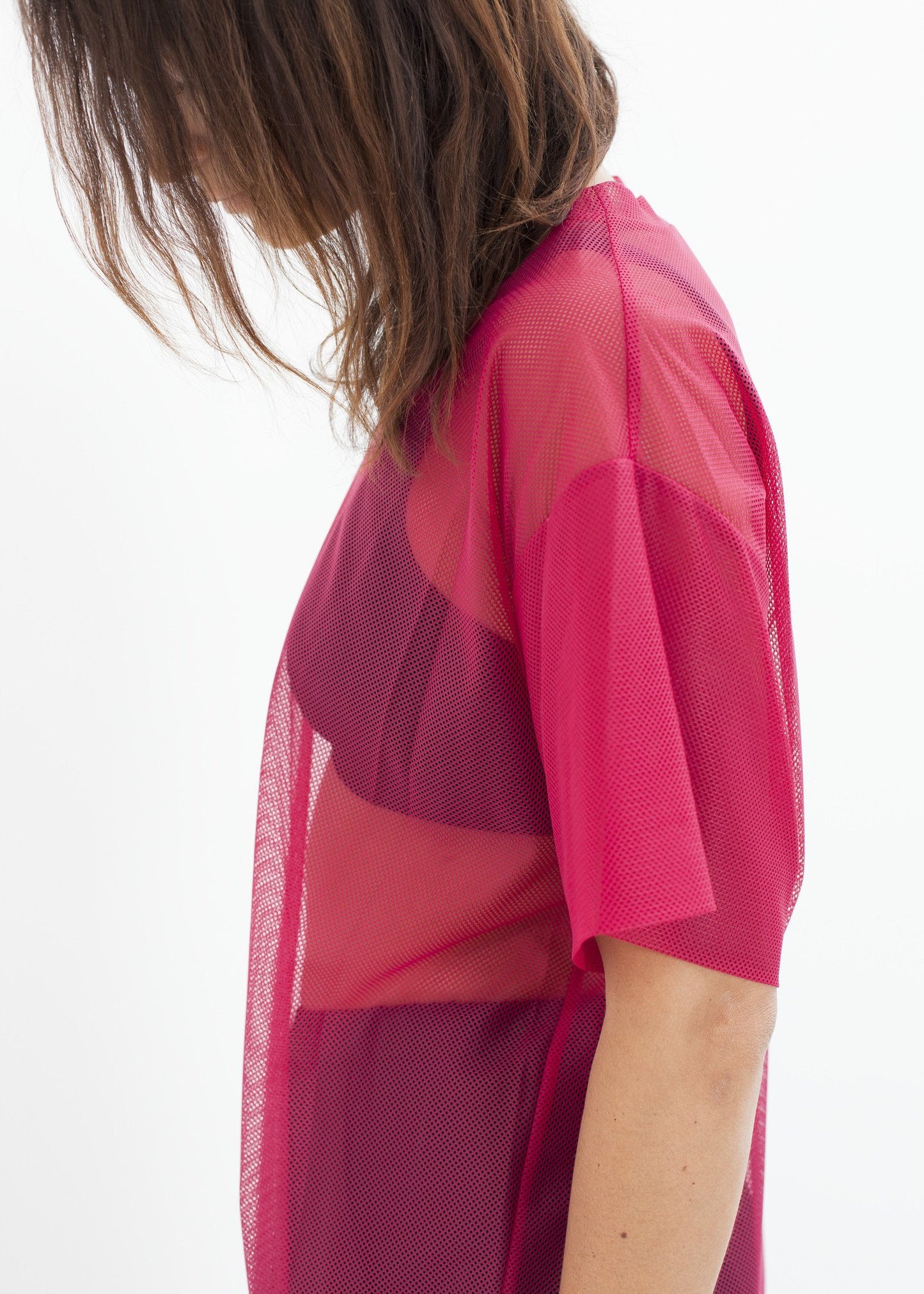 Mesh Over Dress in Pink - annaclothes