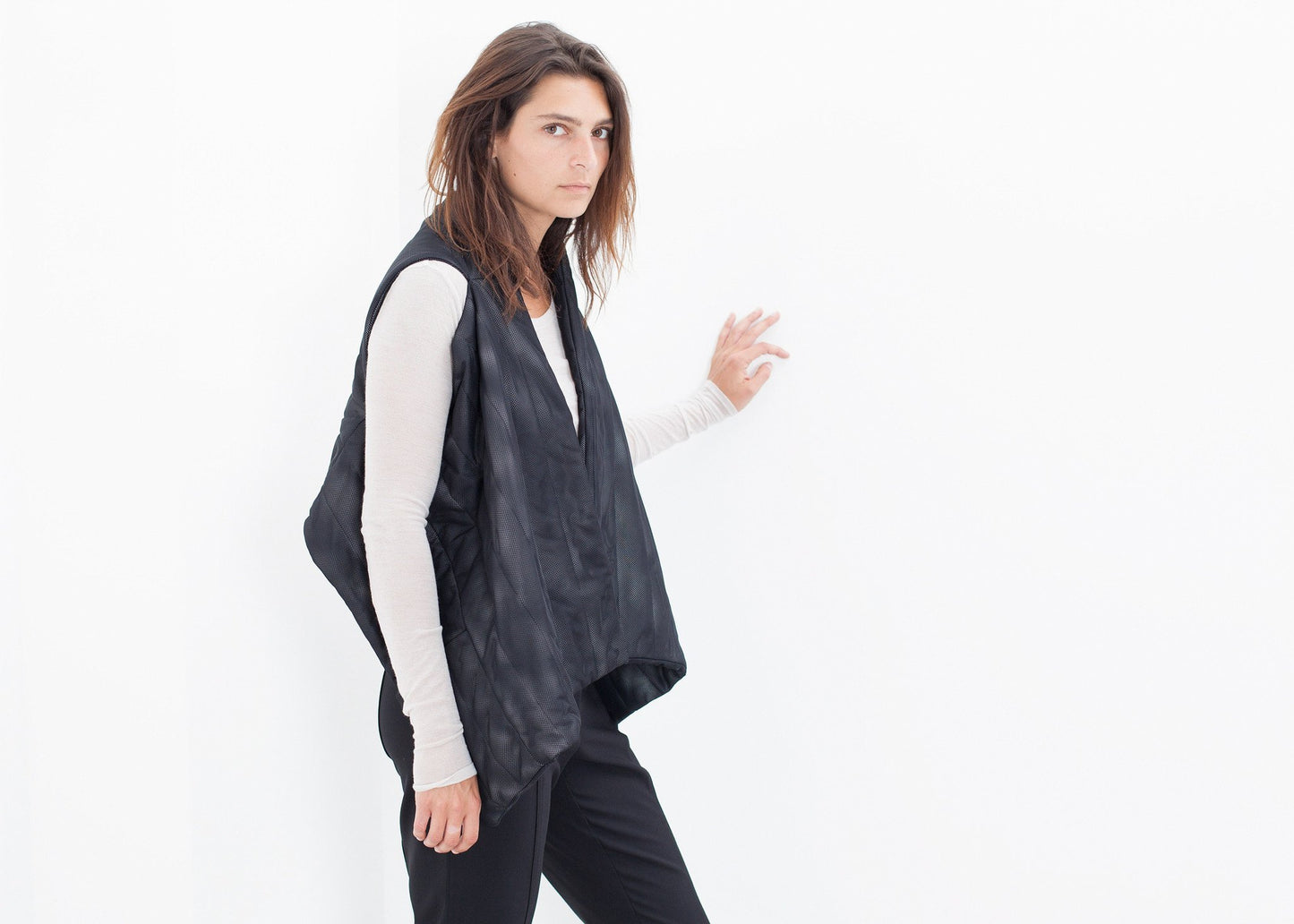 Quilted Mesh Waistcoat in Black/White - annaclothes