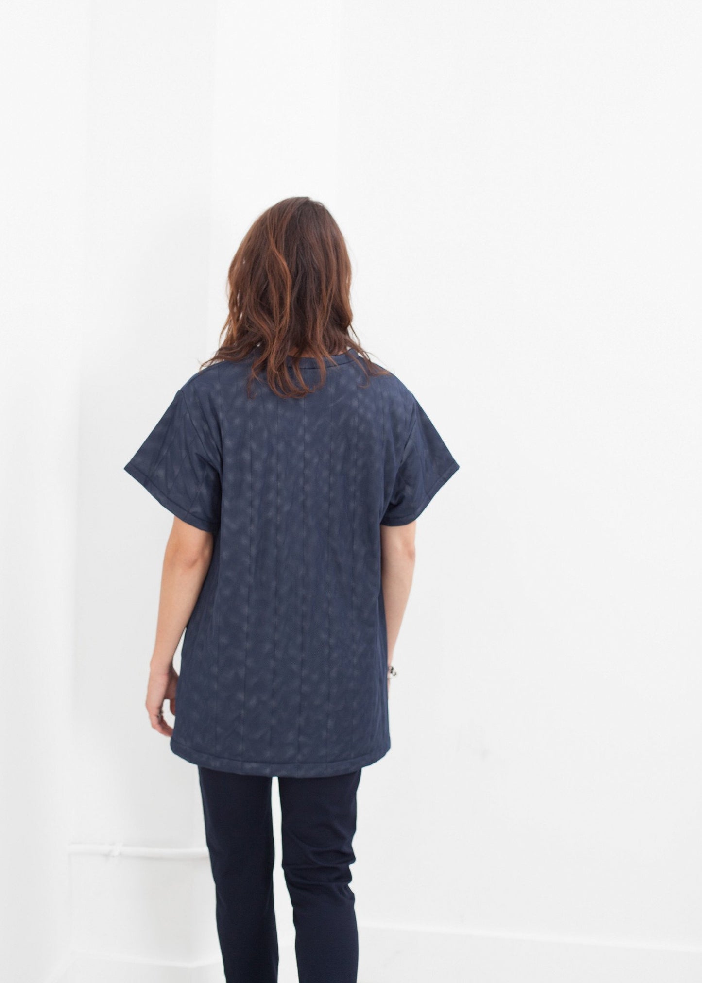 Quilted Mesh Mini Dress in Navy - annaclothes