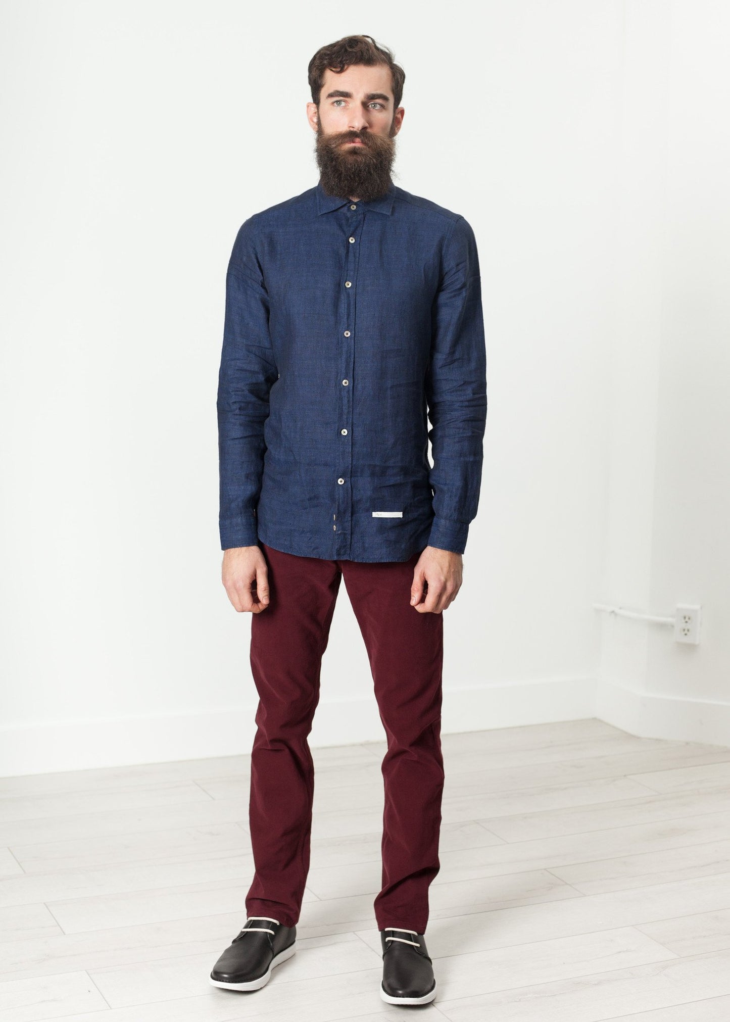 Button Up Shirt in Navy - annaclothes