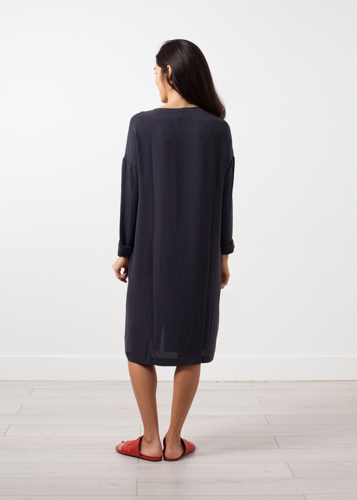 Long Sleeve Silk Dress - annaclothes