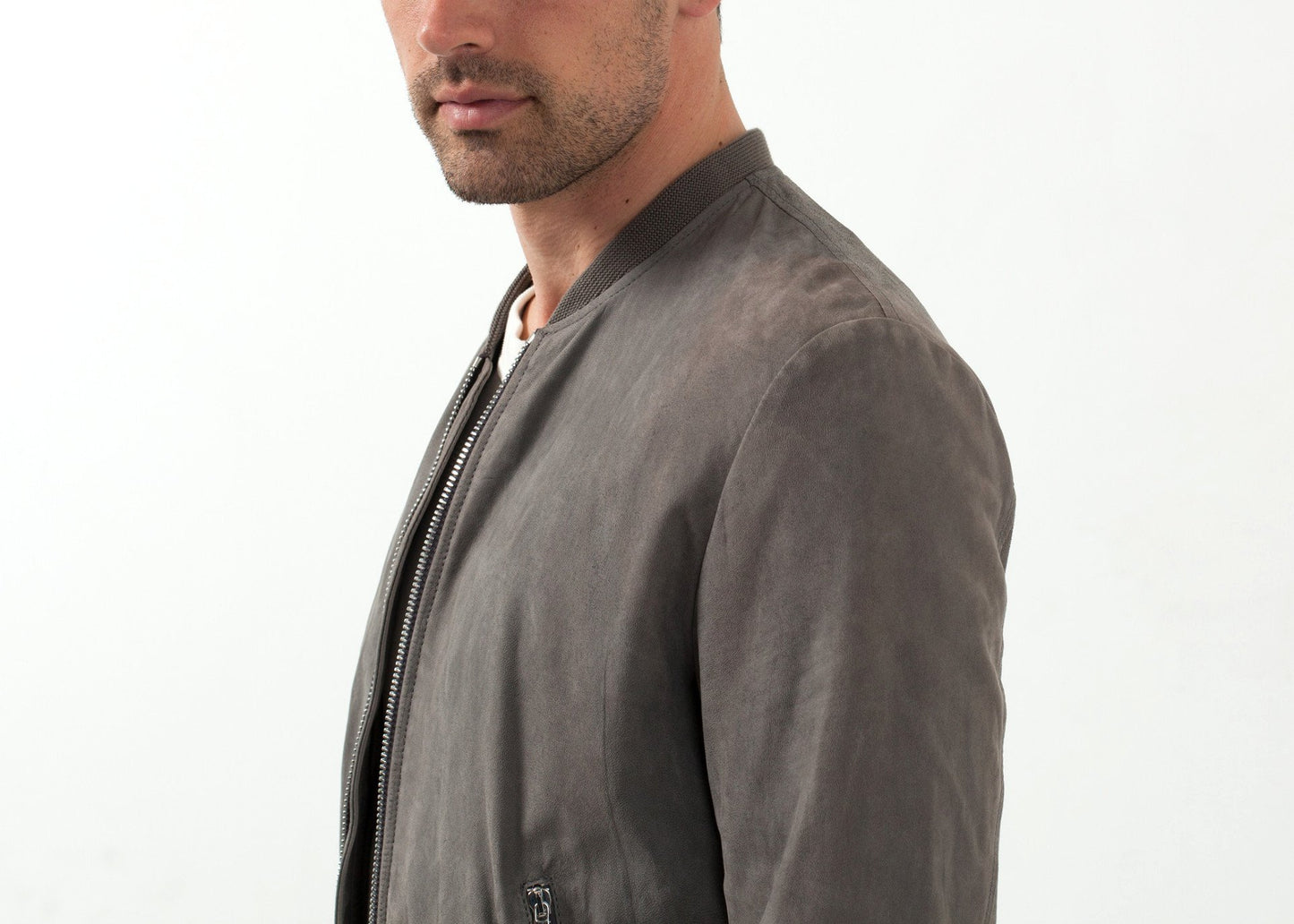 Leather Bomber Jacket in Dust - annaclothes