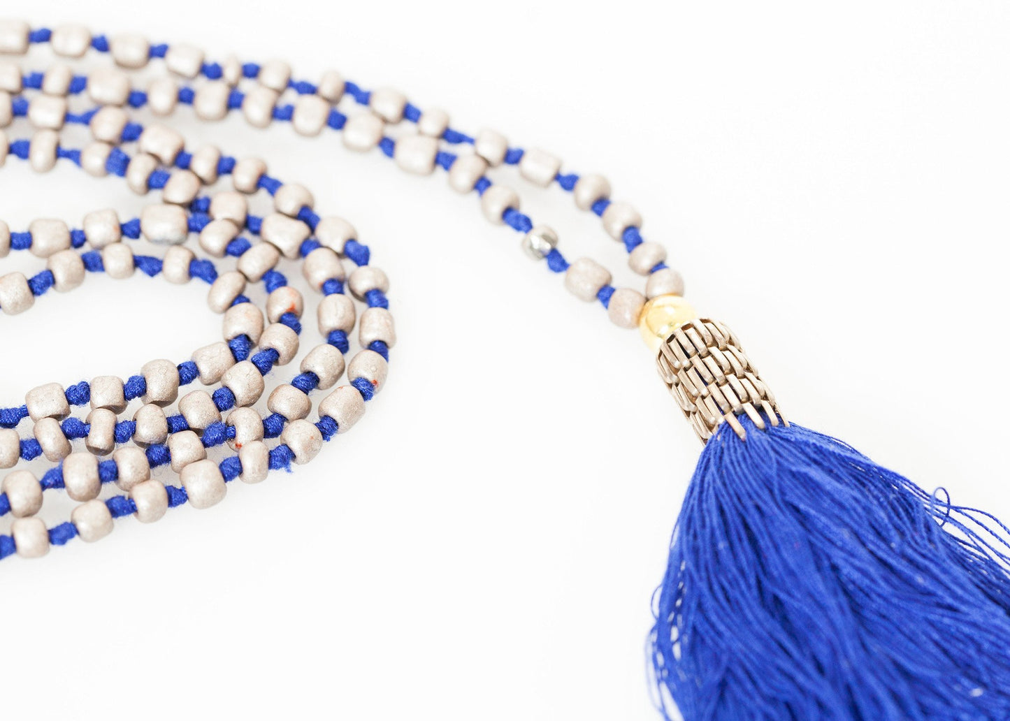 Prayer Bead Necklace in Grey/Blue - annaclothes