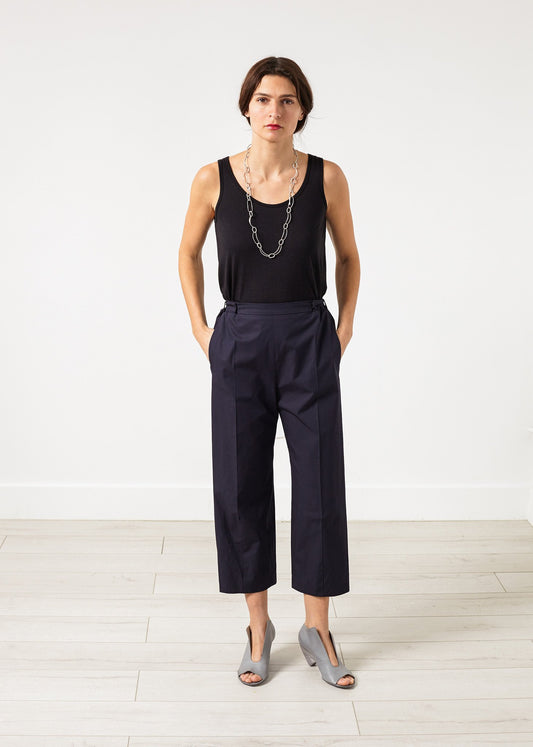 Wide Cropped Trouser in Navy - annaclothes