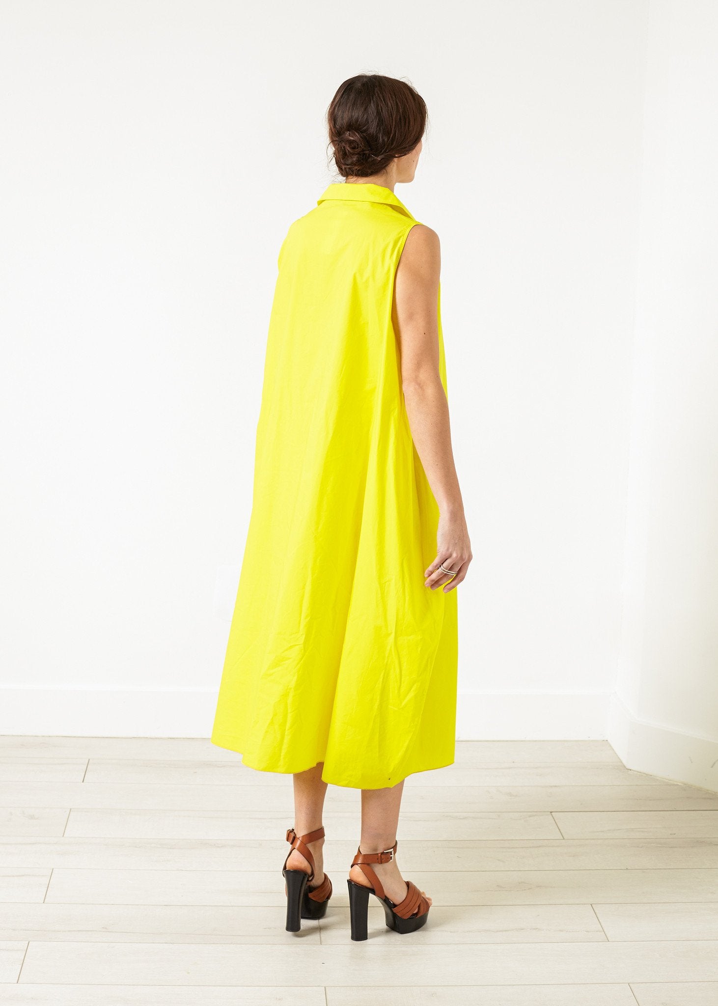 Balloon Cotton Dress in Yellow - annaclothes