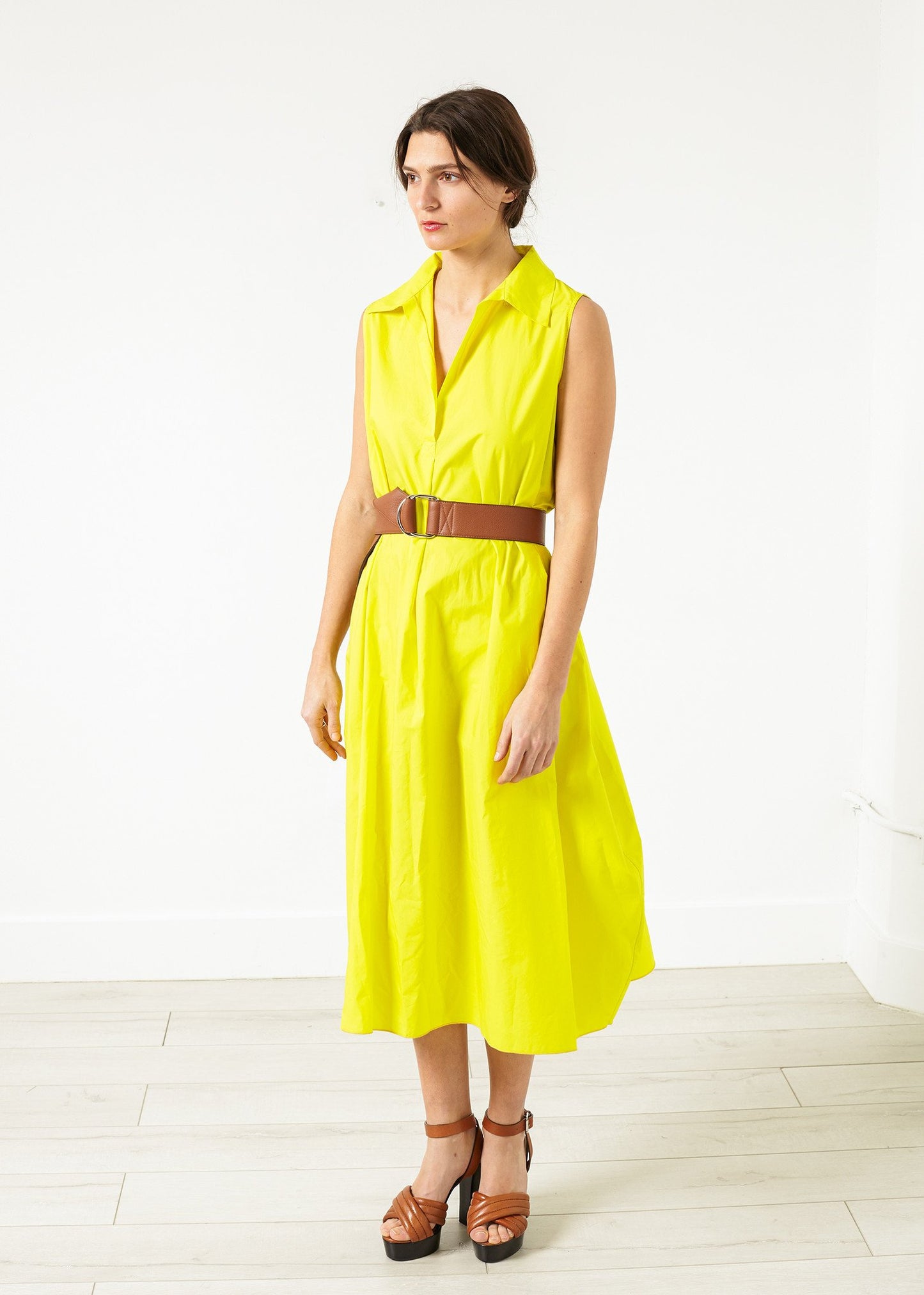 Balloon Cotton Dress in Yellow - annaclothes