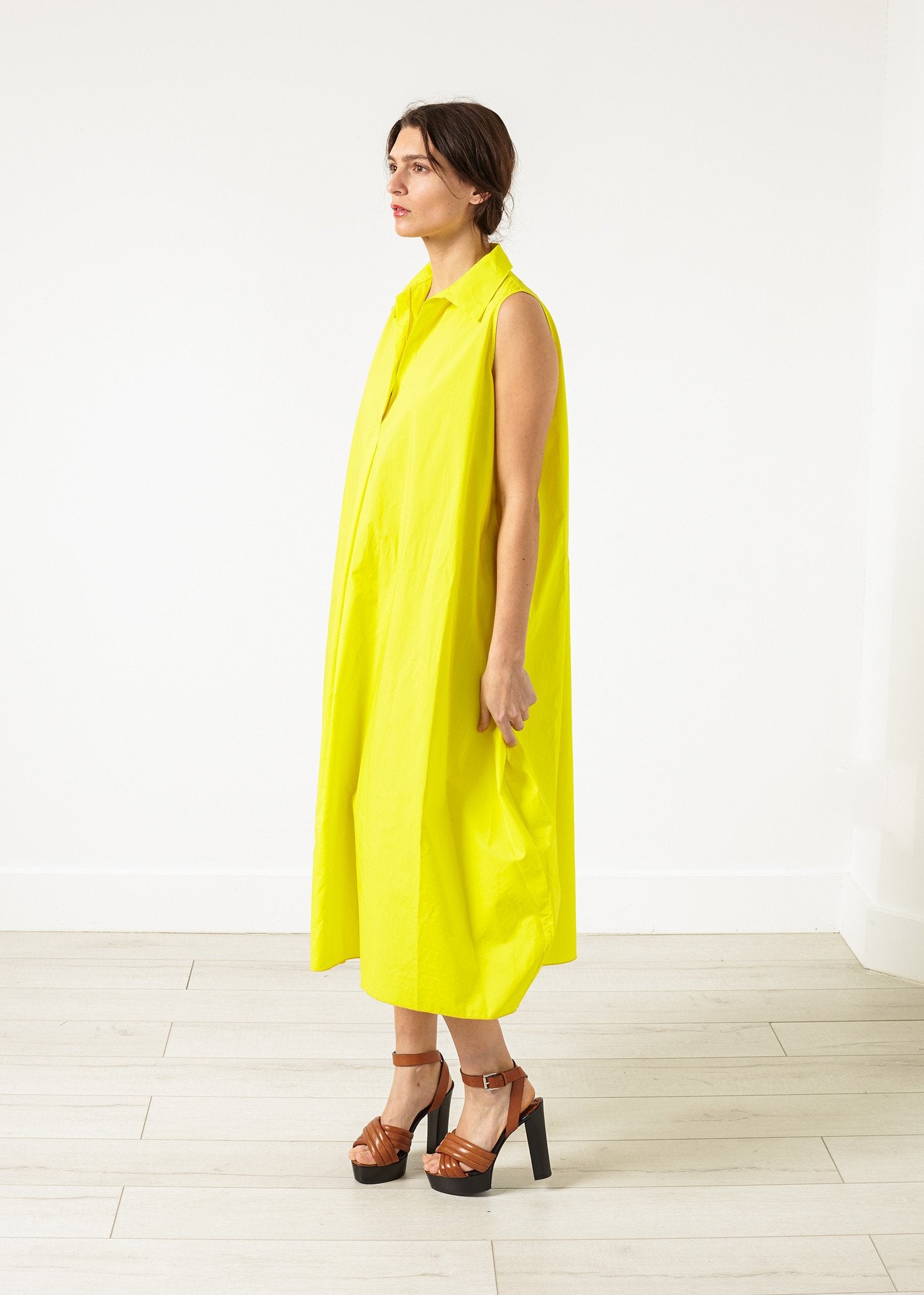 Balloon Cotton Dress in Yellow - annaclothes