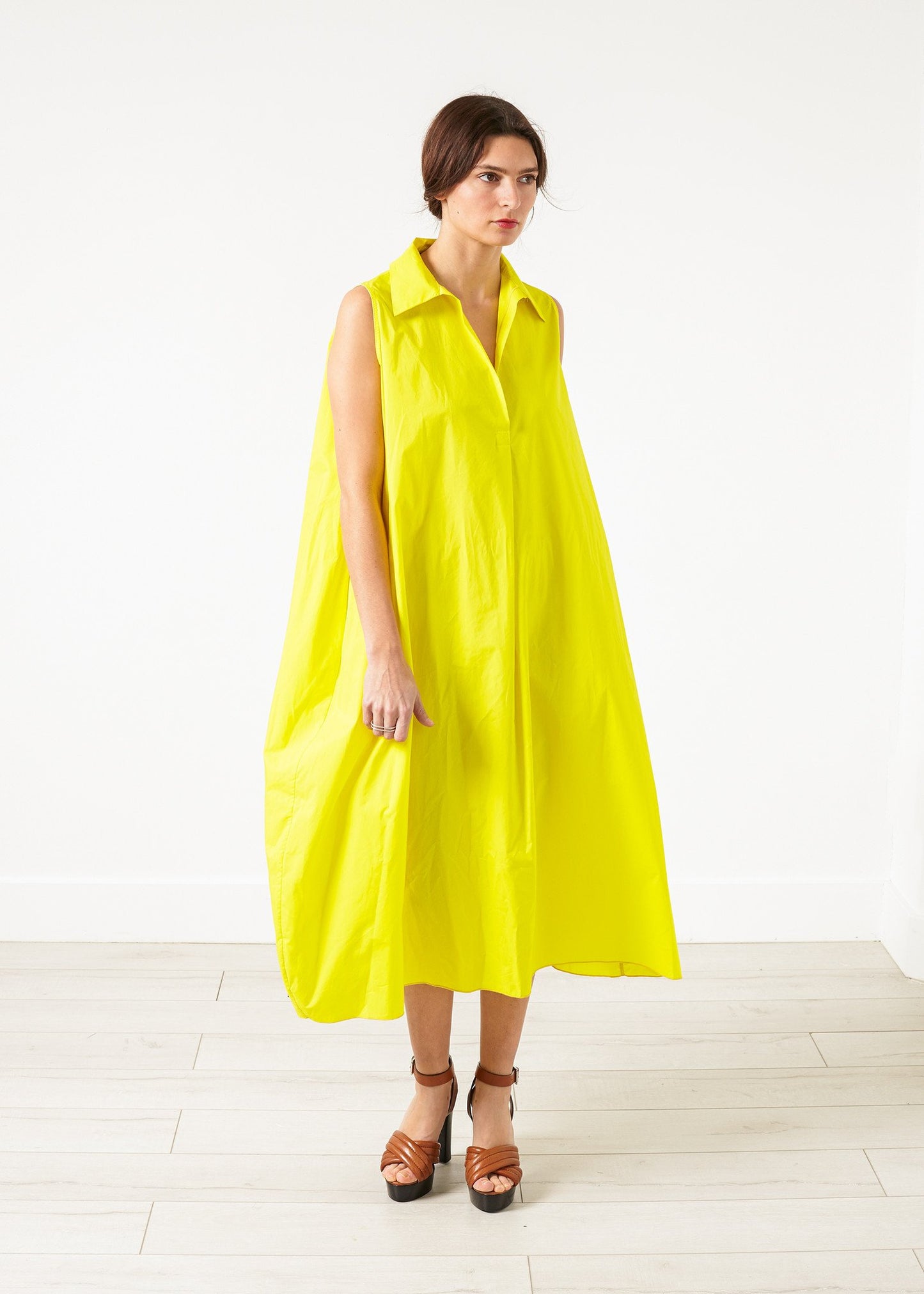 Balloon Cotton Dress in Yellow - annaclothes