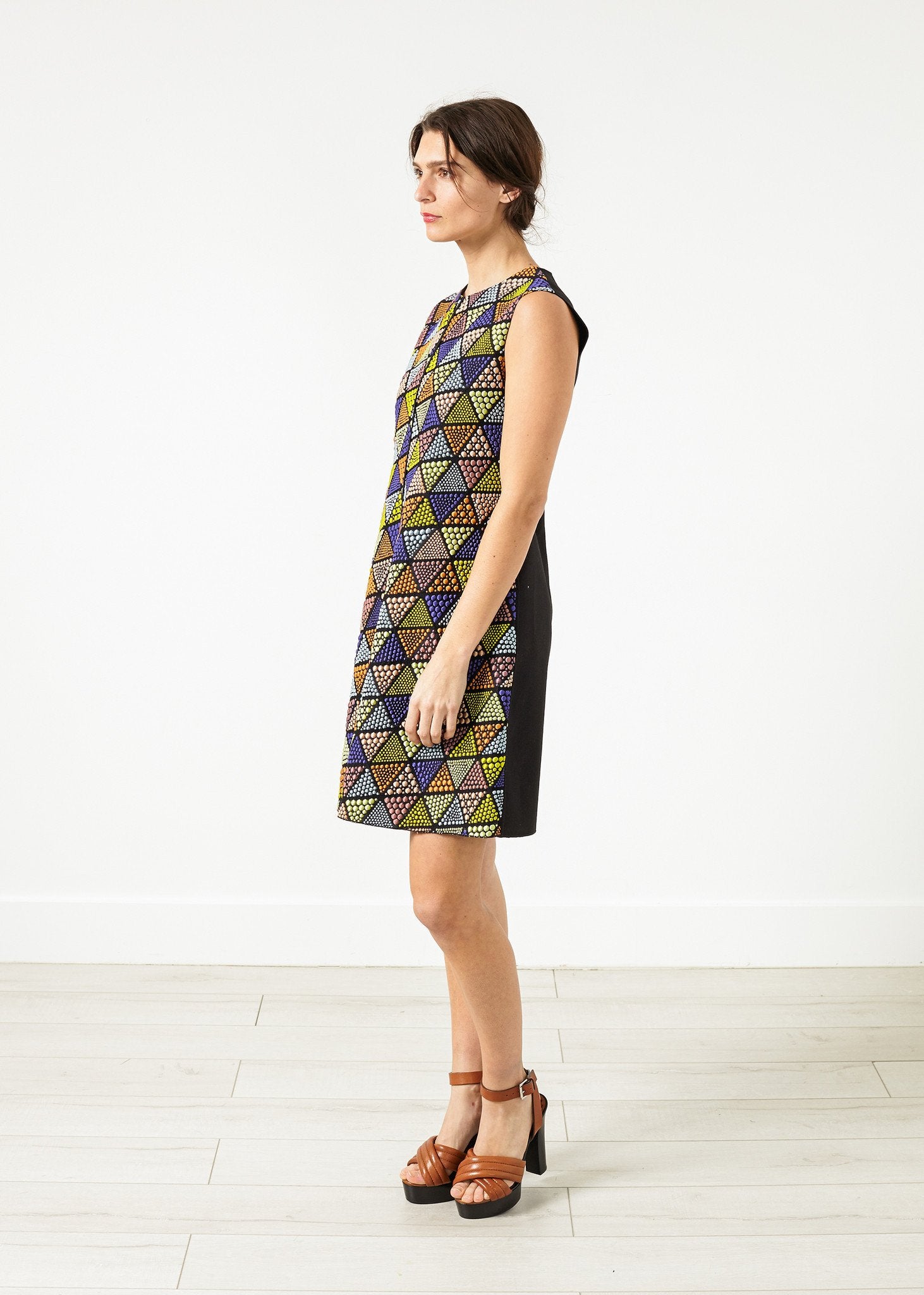 Triangle Sleeveless Dress in Multi - annaclothes