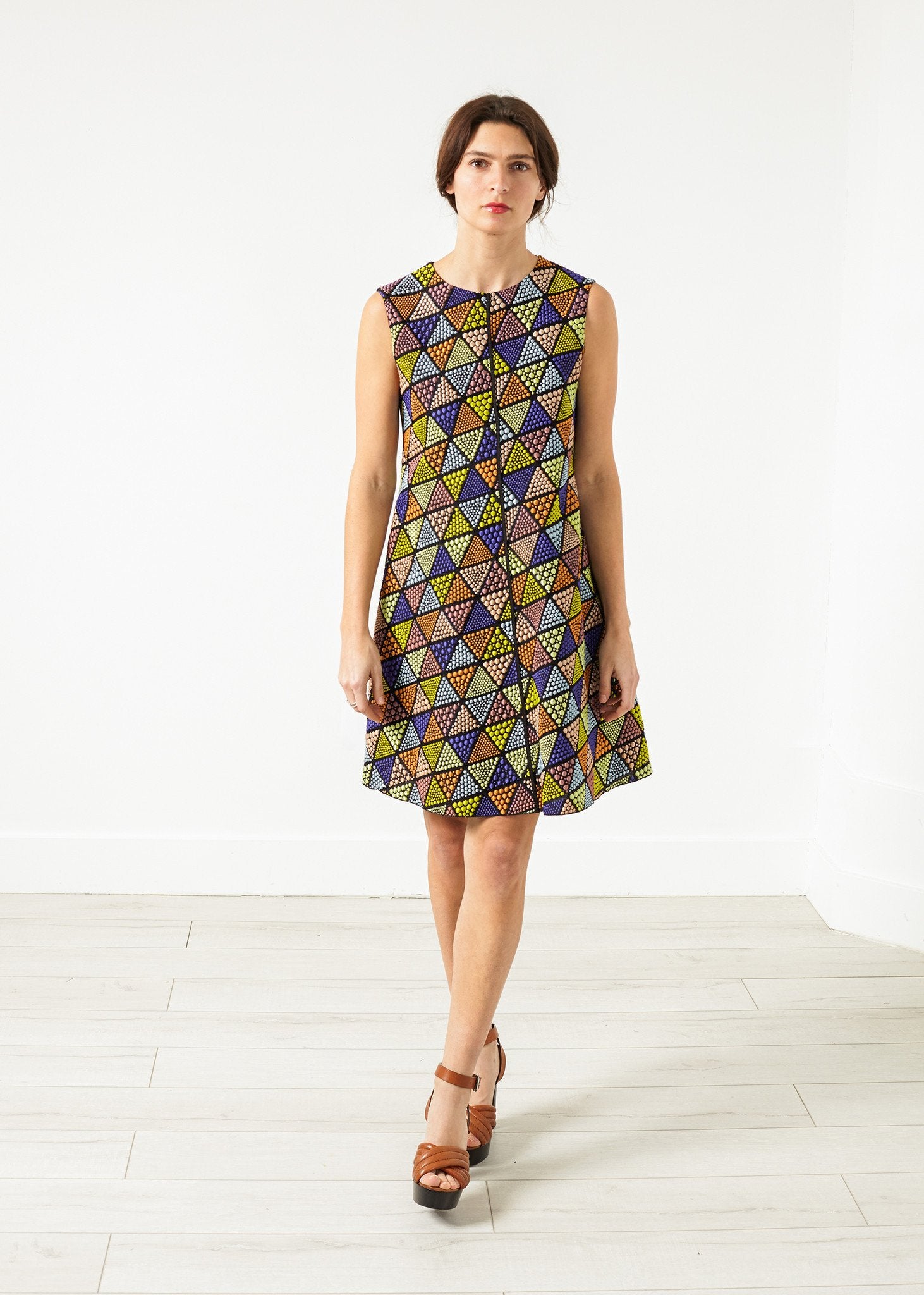 Triangle Sleeveless Dress in Multi - annaclothes