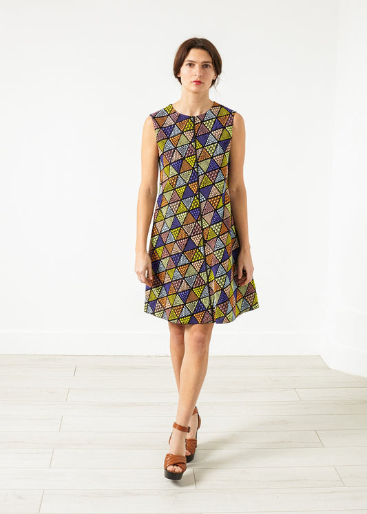 Triangle Sleeveless Dress in Multi - annaclothes