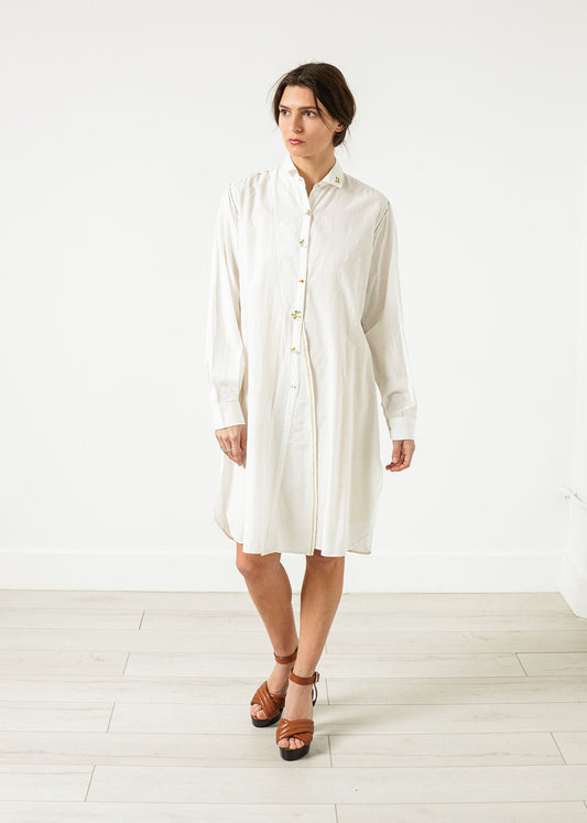 Pleated Sleeve Tunic in White - annaclothes