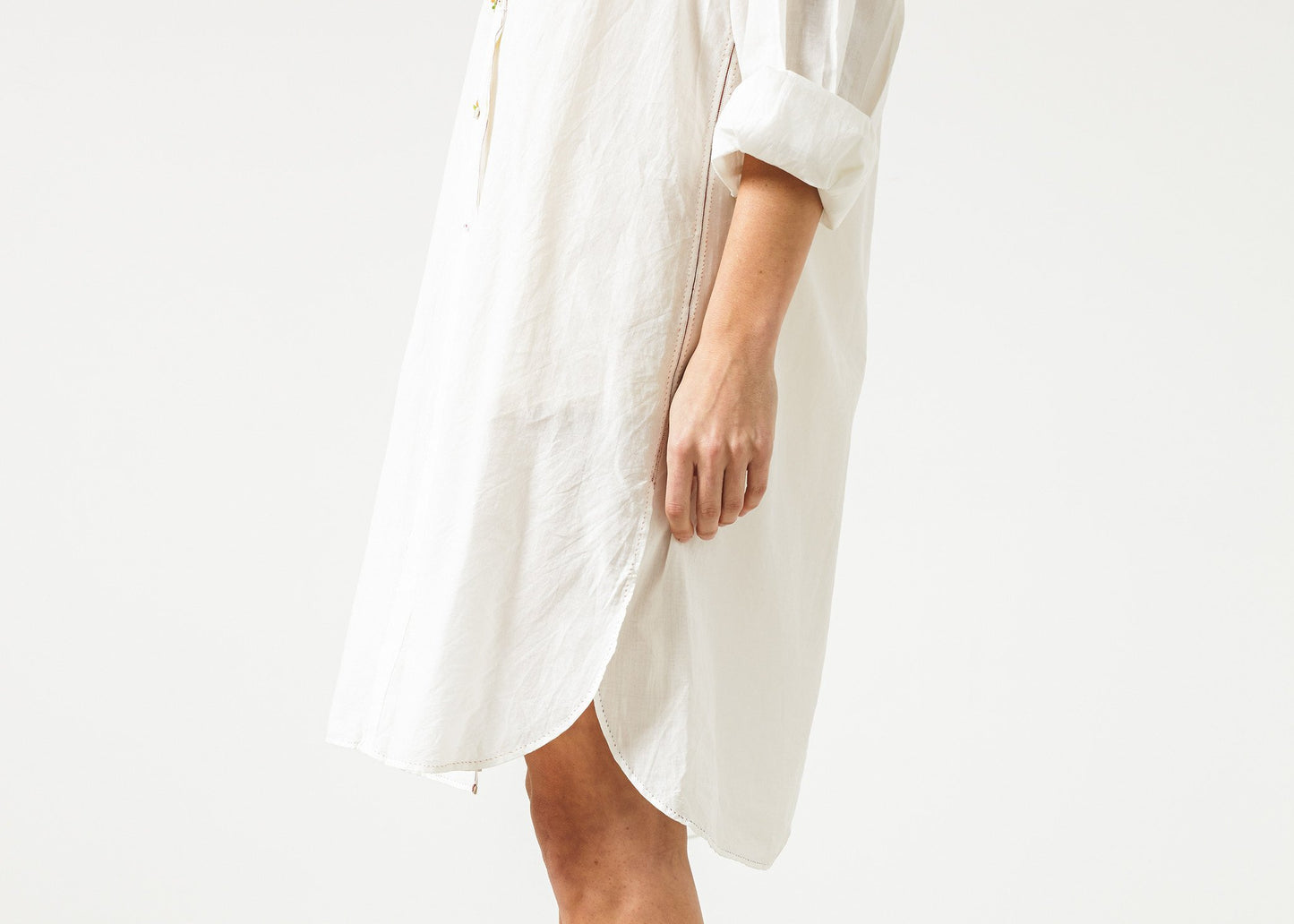 Pleated Sleeve Tunic in White - annaclothes