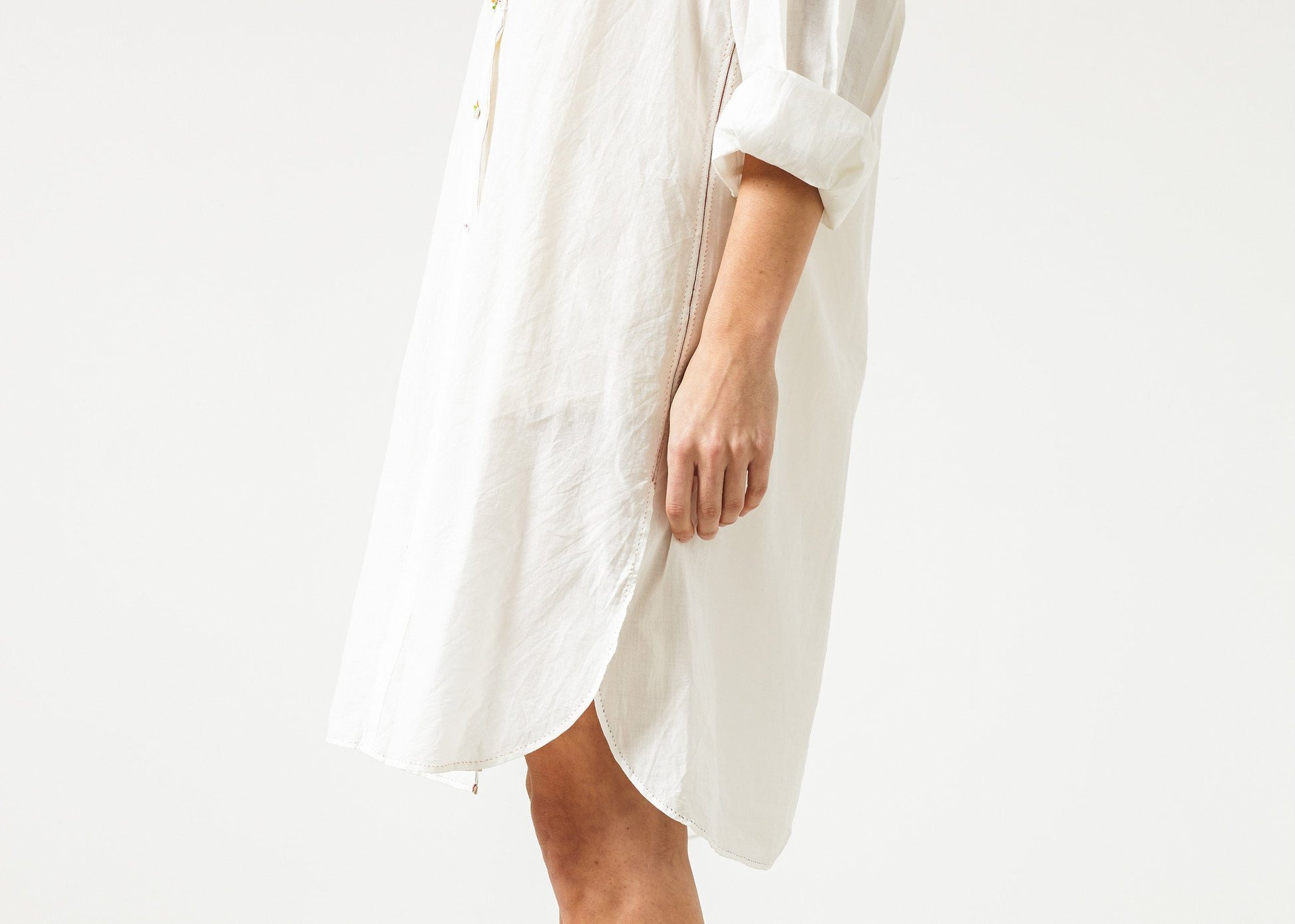 Pleated Sleeve Tunic in White - annaclothes