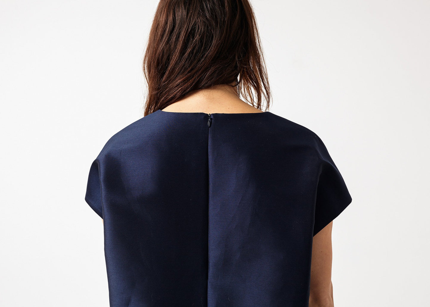 Tucked Sleeve Blouse in Navy - annaclothes