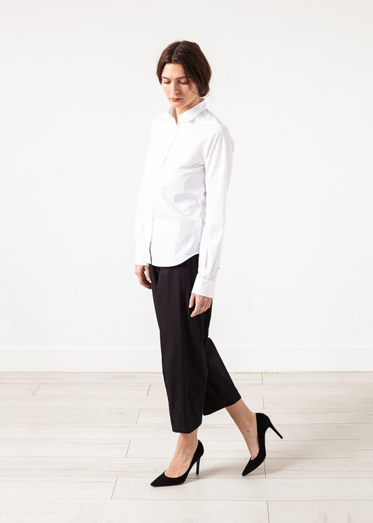 Wide Cropped Trouser in Black - annaclothes