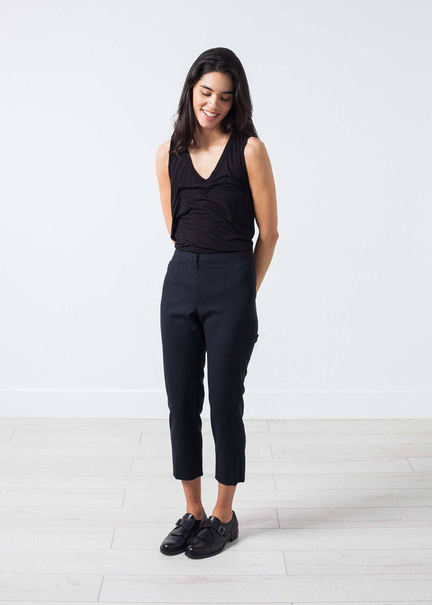 Wool Cropped Pant in Navy - annaclothes
