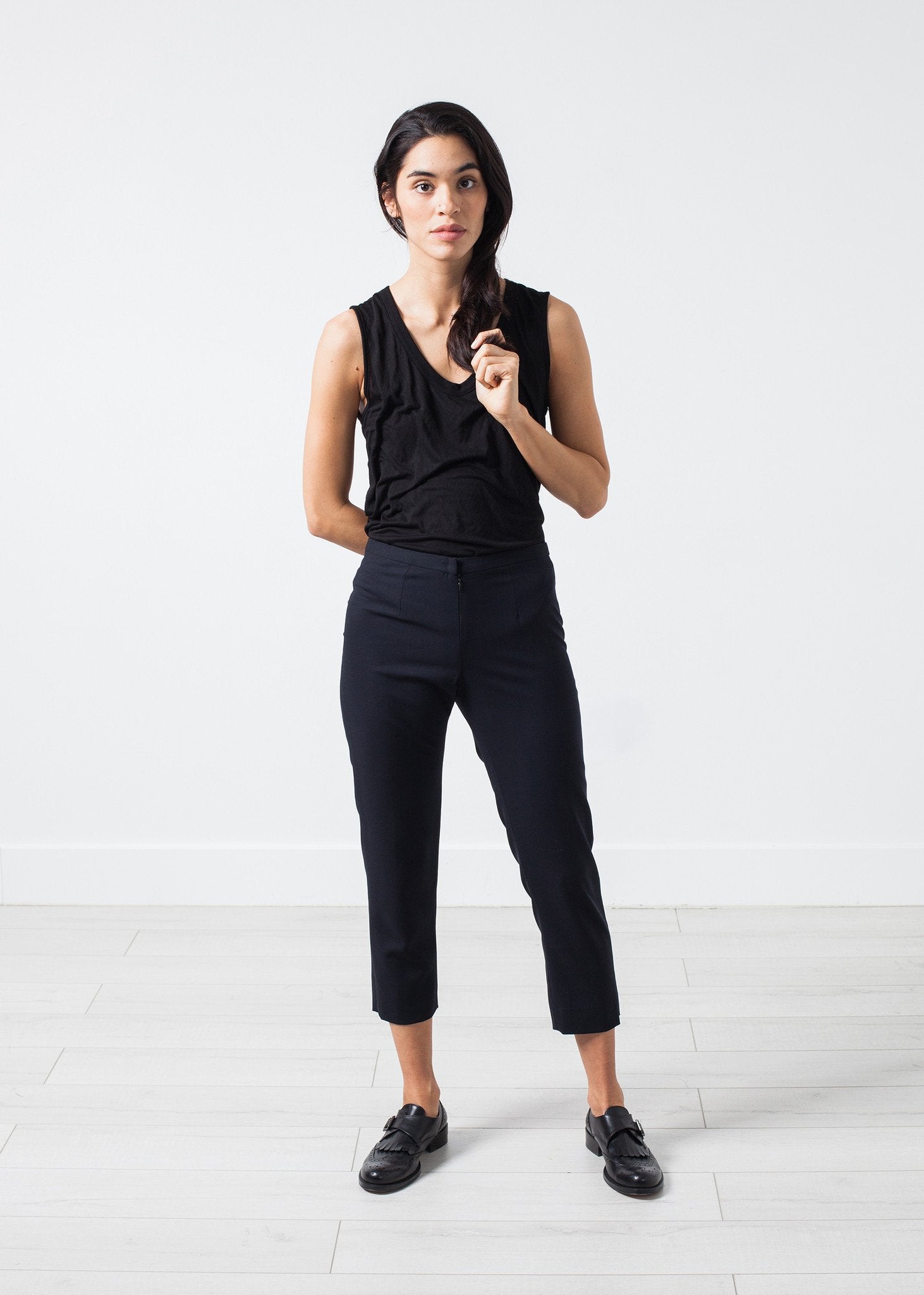 Wool Cropped Pant in Navy - annaclothes