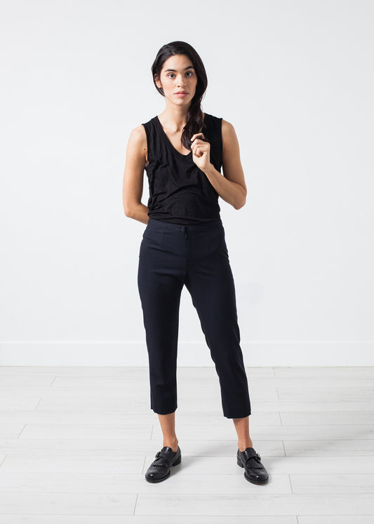 Wool Cropped Pant in Navy - annaclothes