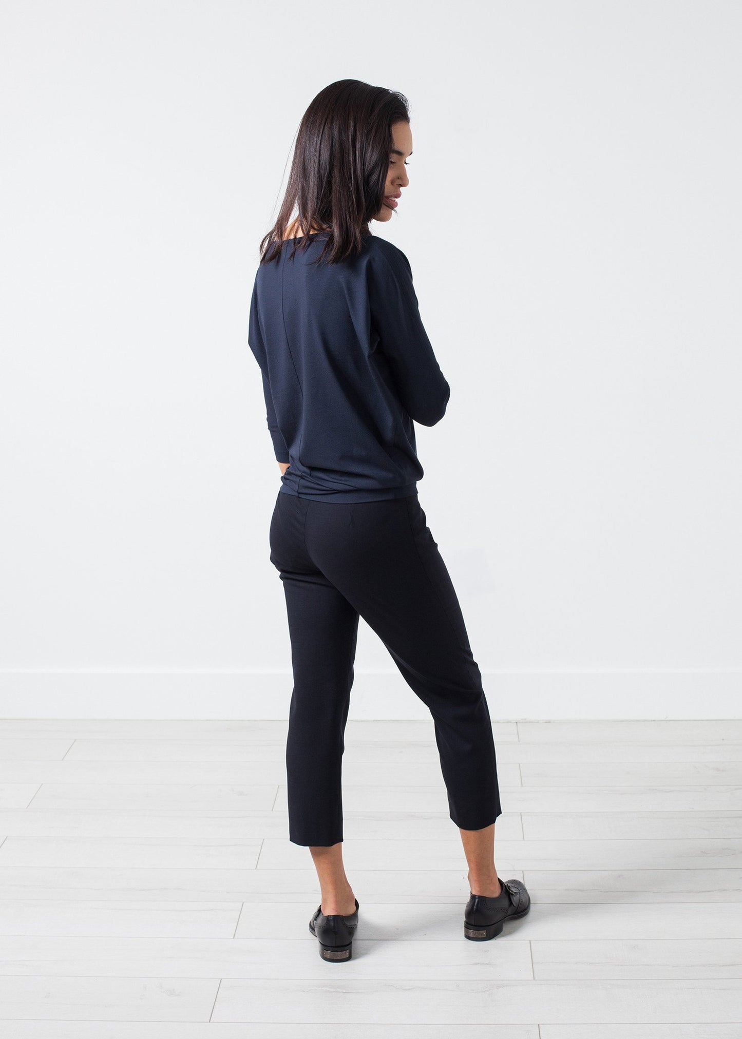 Boat Neck Top in Marine - annaclothes