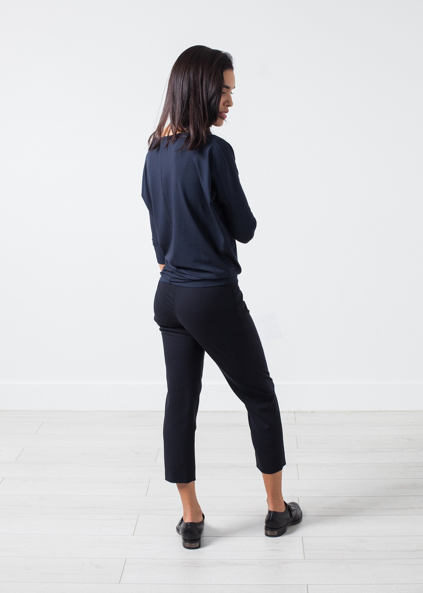 Boat Neck Top in Marine - annaclothes