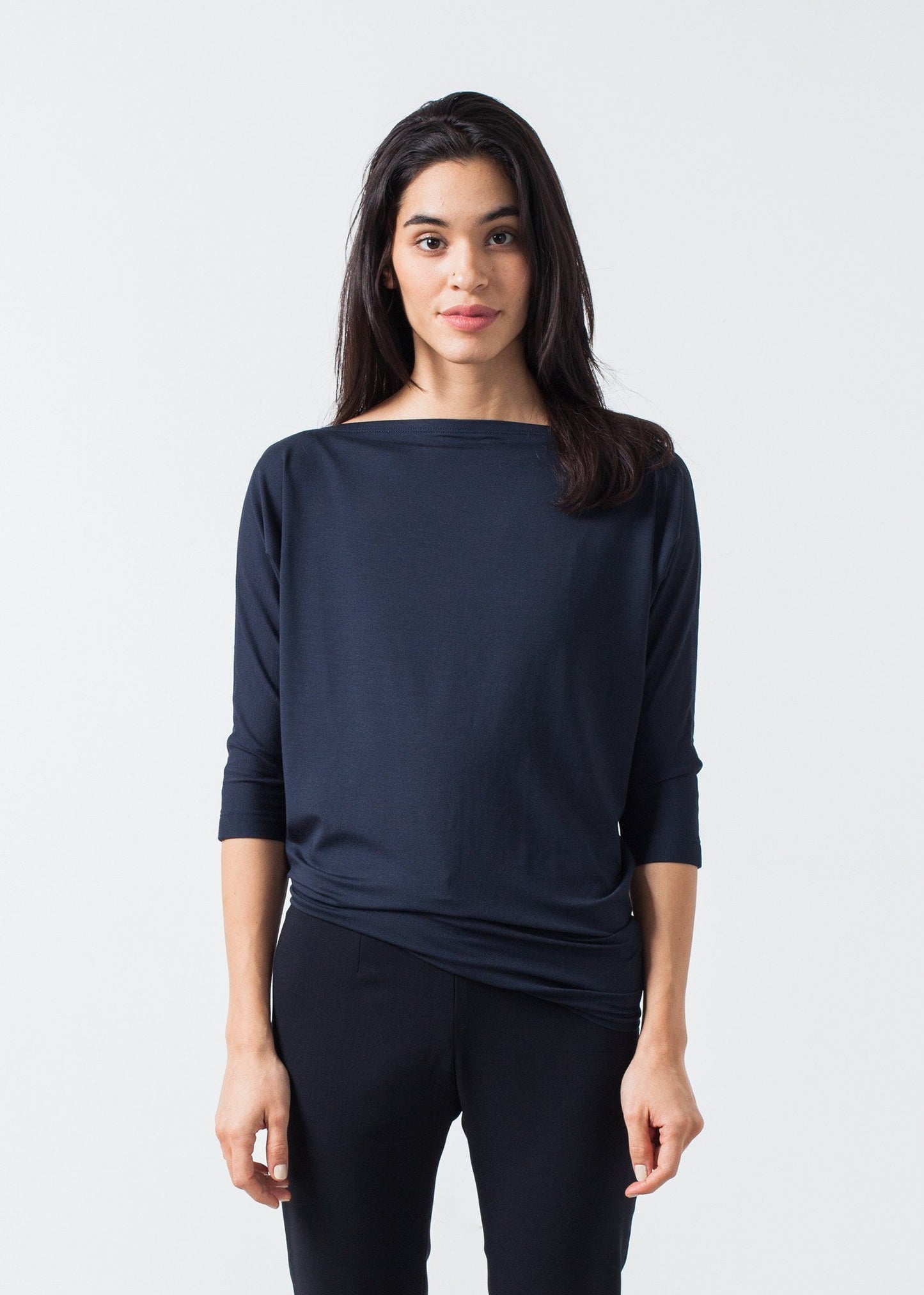Boat Neck Top in Marine - annaclothes