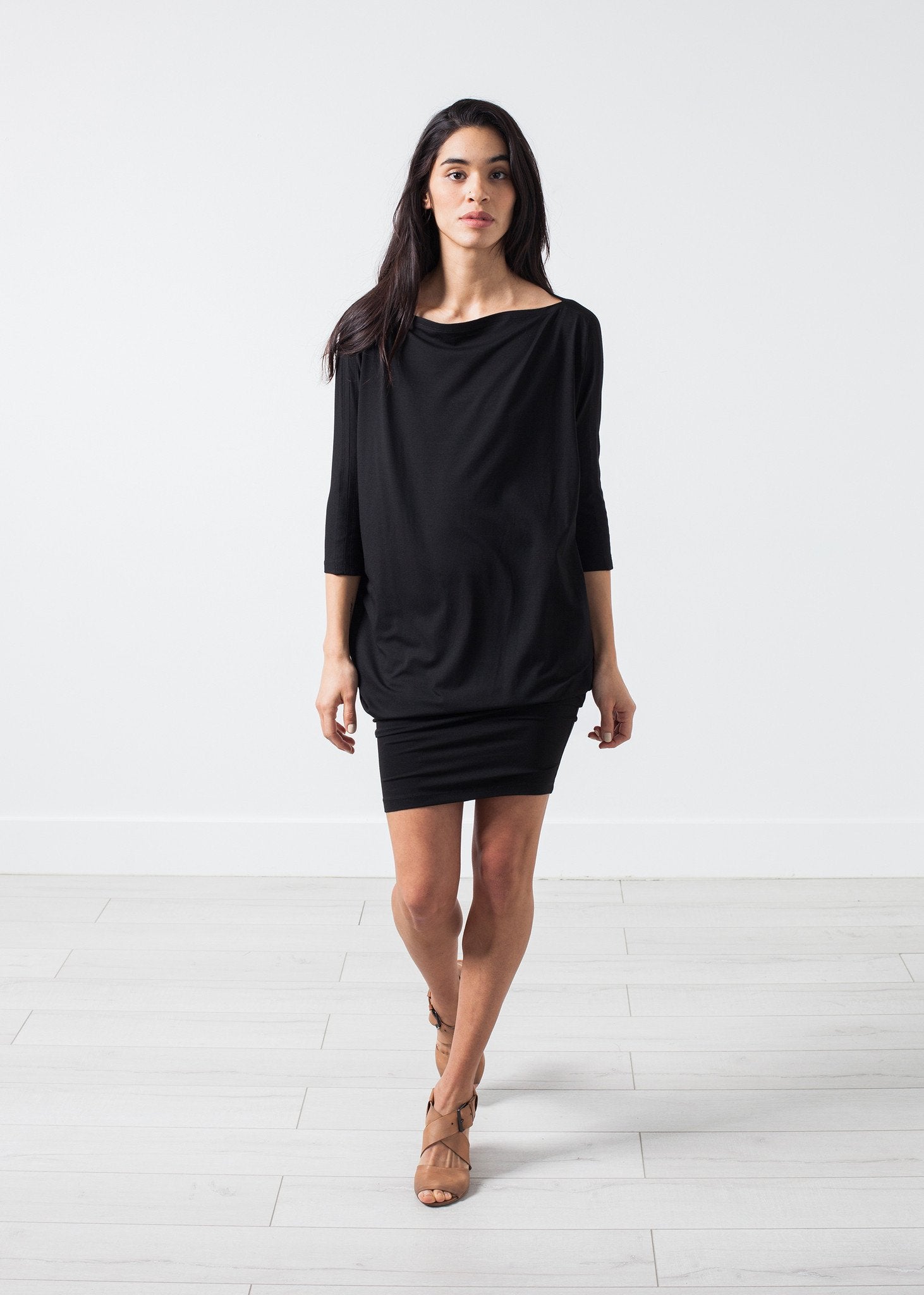Tapered Boat Neck Dress - annaclothes