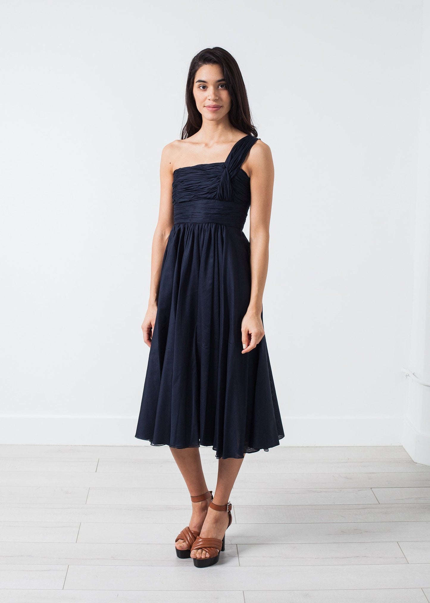One Shoulder Dress in Navy - annaclothes