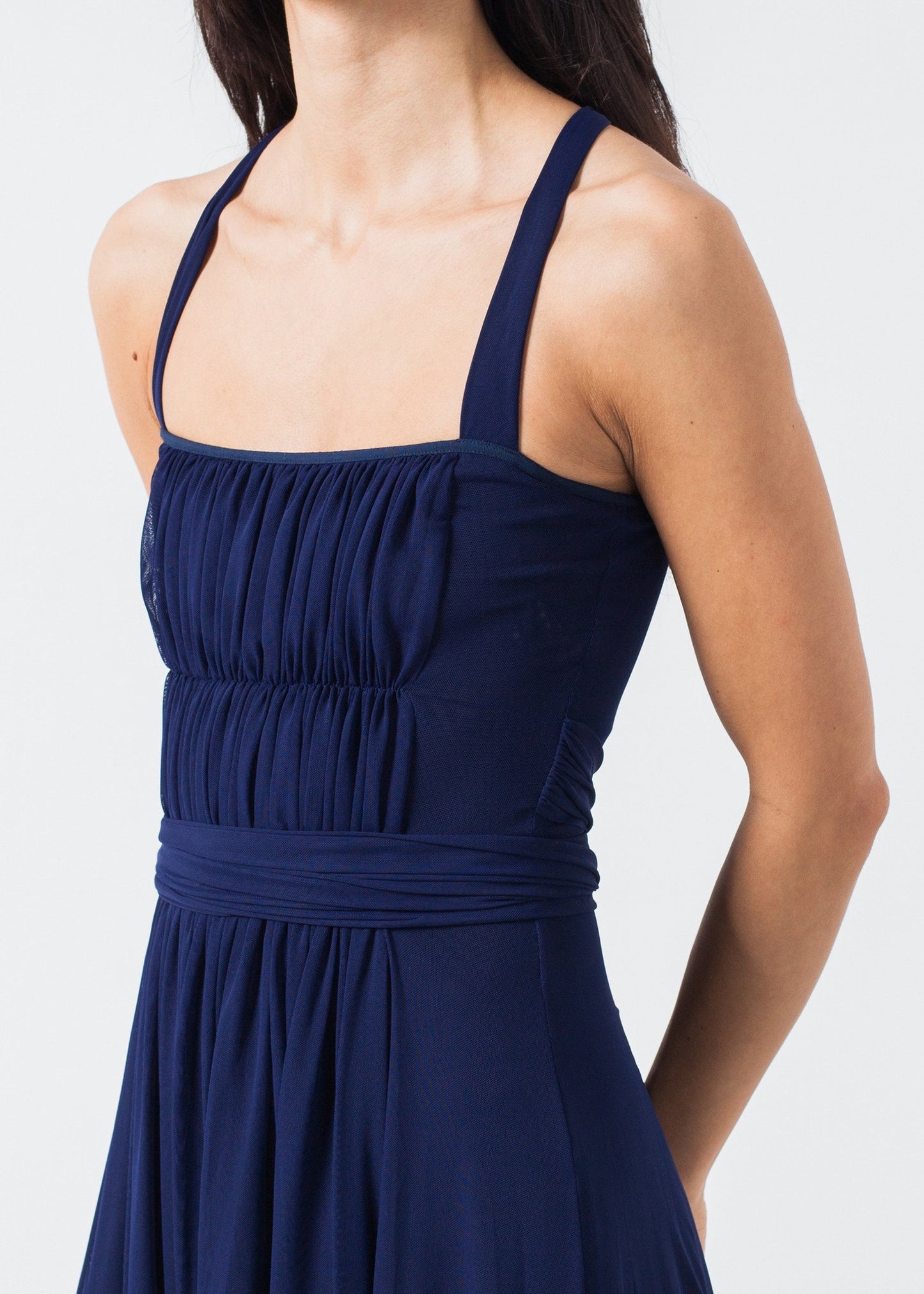 Ruched Party Dress in Navy - annaclothes