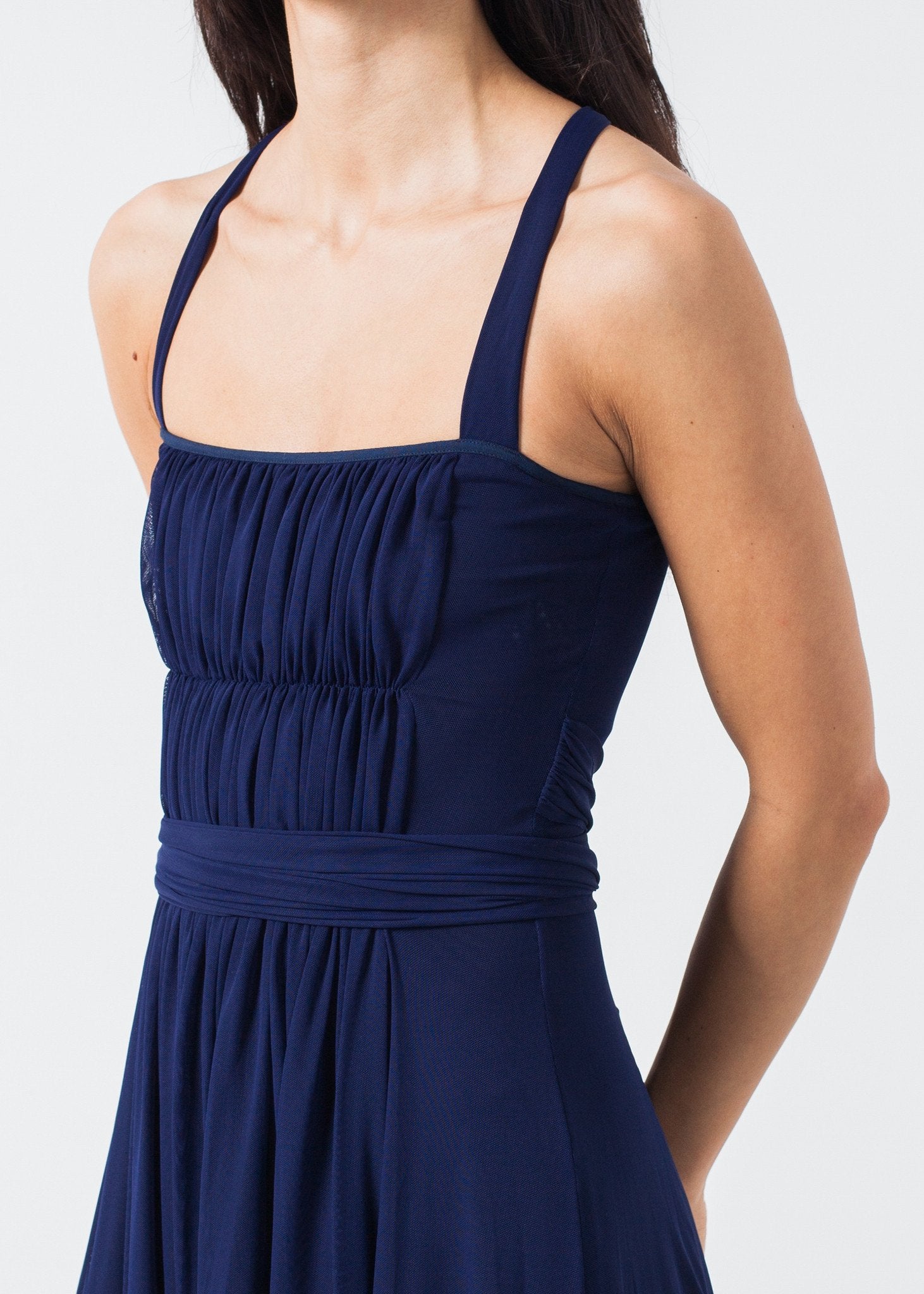 Ruched Party Dress in Navy - annaclothes