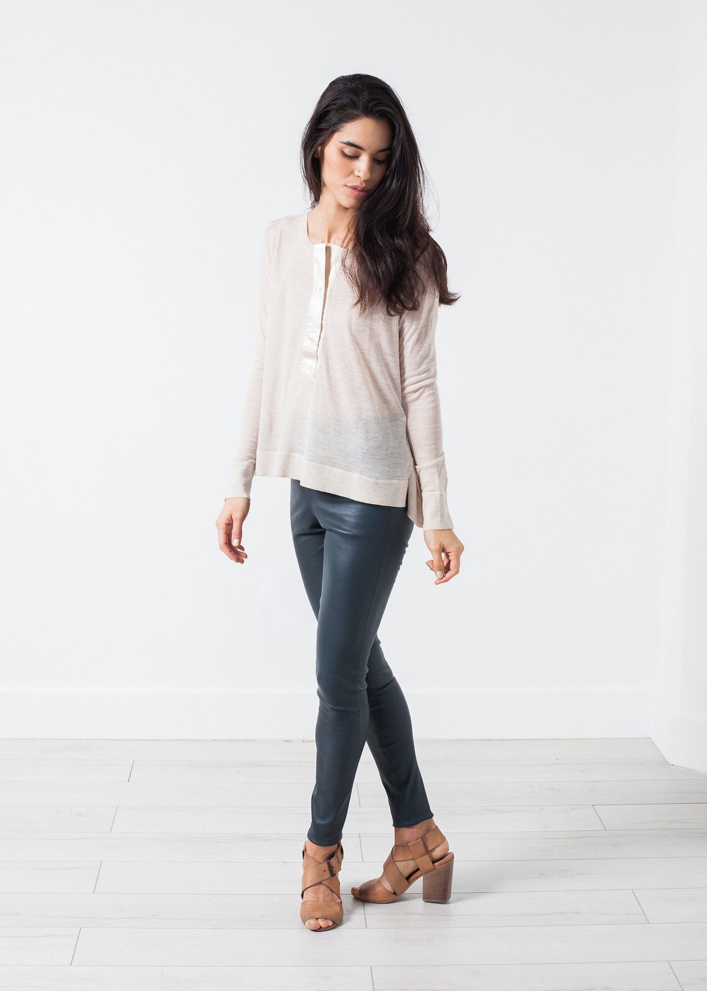 Elenaso Leather Trouser in Cool Grey - annaclothes