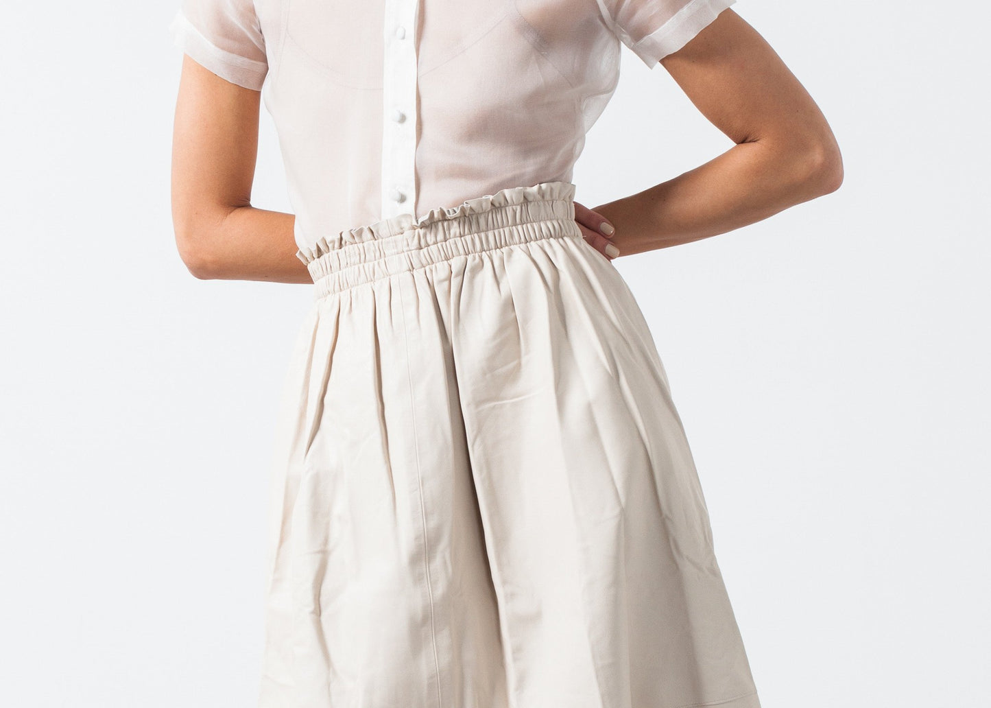 Eulera Leather Skirt in Cream - annaclothes