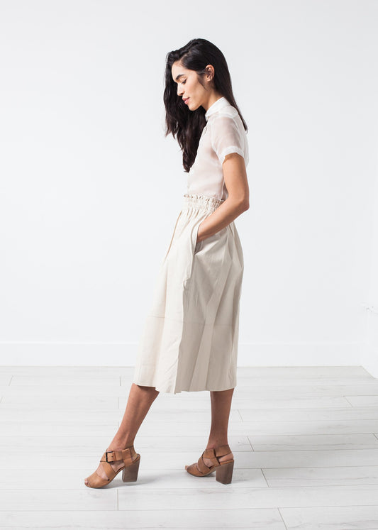 Eulera Leather Skirt in Cream - annaclothes