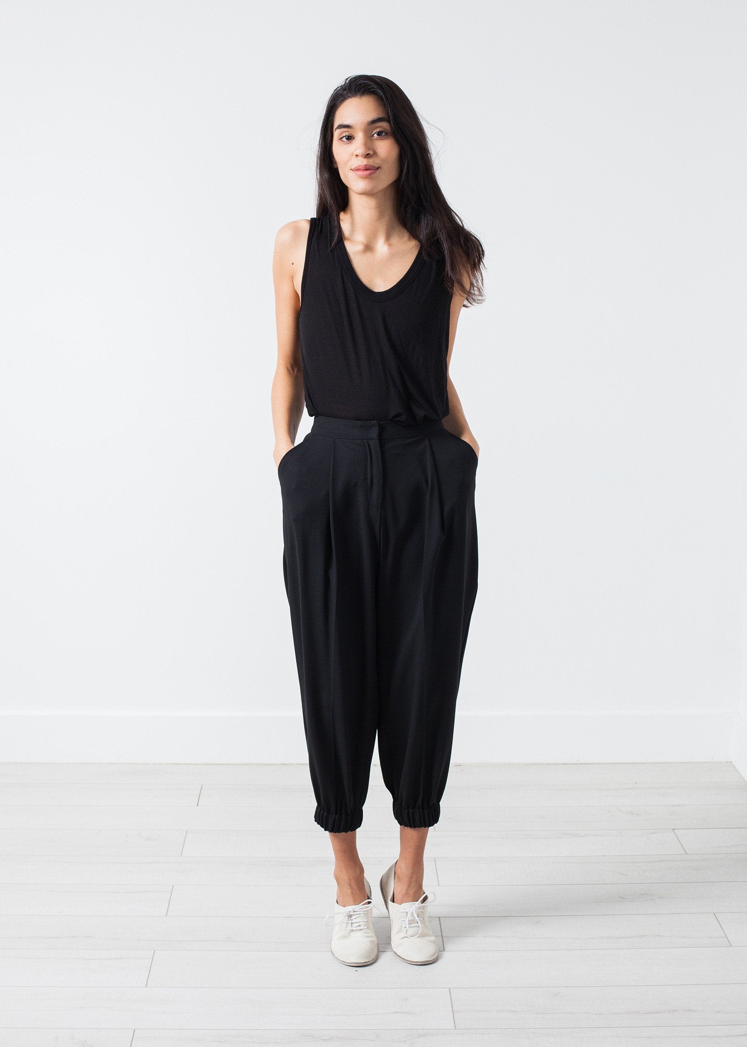 Fancy Wool Pant in Black - annaclothes