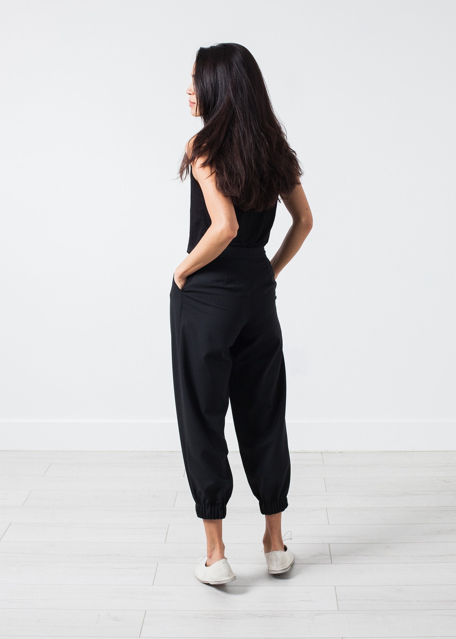 Fancy Wool Pant in Black - annaclothes