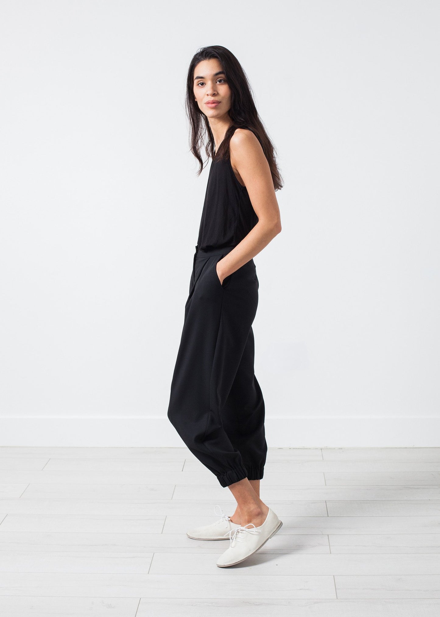 Fancy Wool Pant in Black - annaclothes