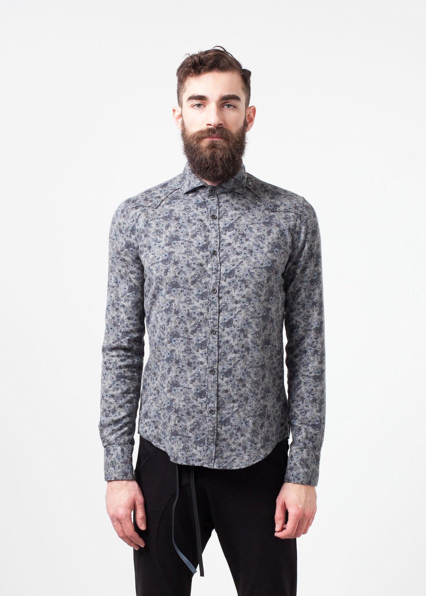 Western Arkansas Button-Up in Grey Floral - annaclothes
