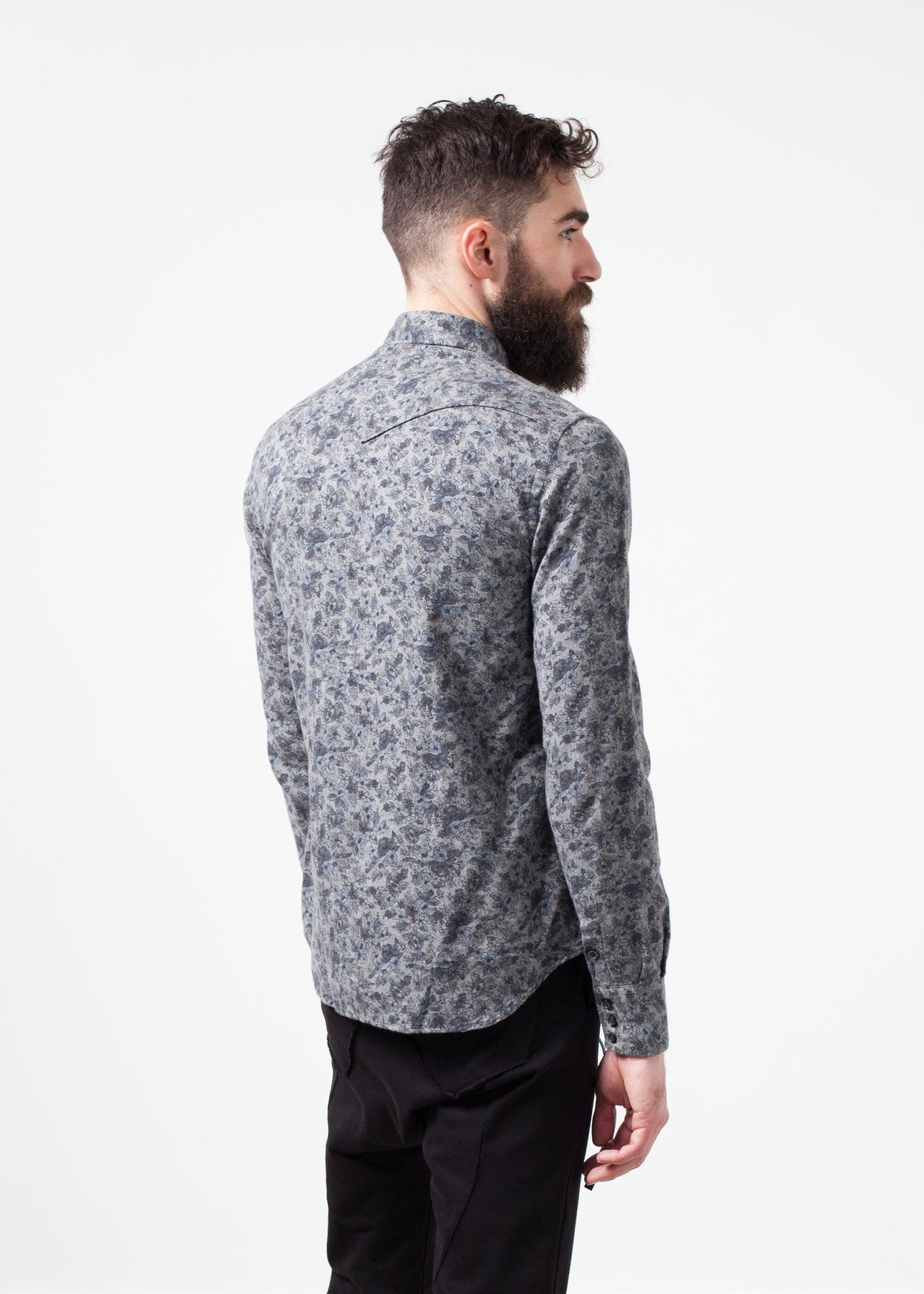 Western Arkansas Button-Up in Grey Floral - annaclothes