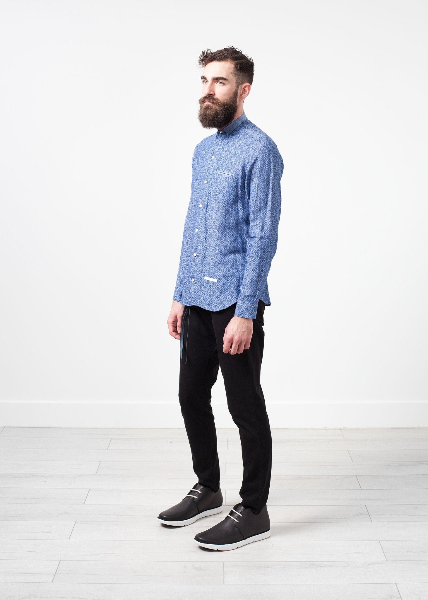 Linen Button Up in Blue Diamond - annaclothes