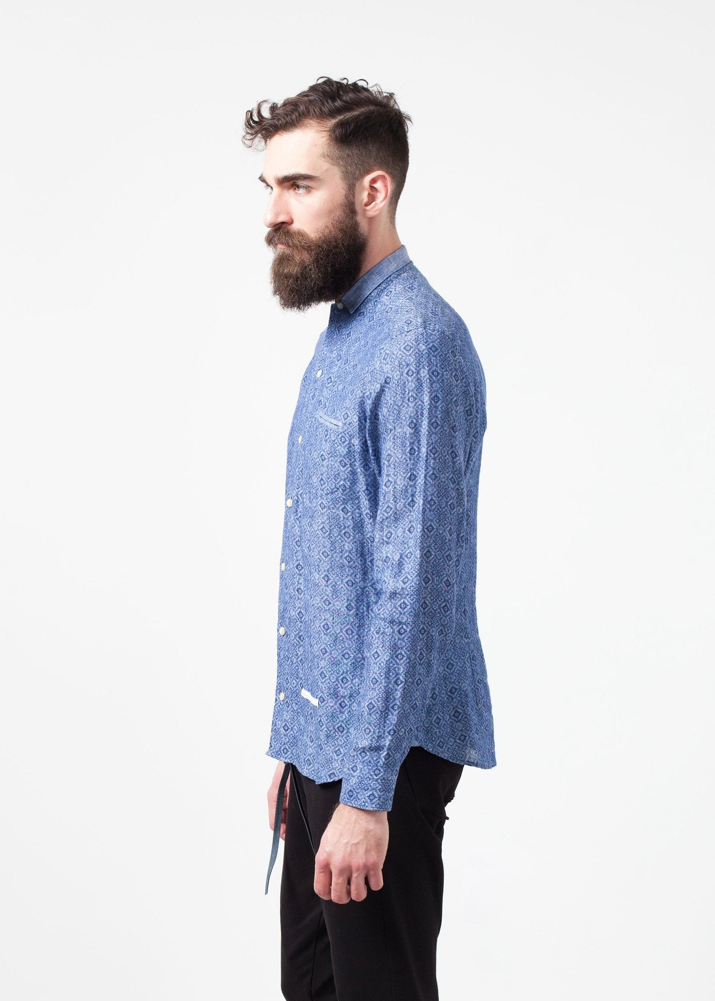 Linen Button Up in Blue Diamond - annaclothes