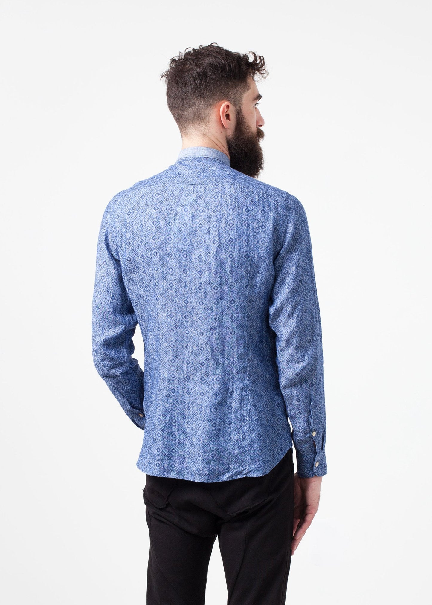 Linen Button Up in Blue Diamond - annaclothes