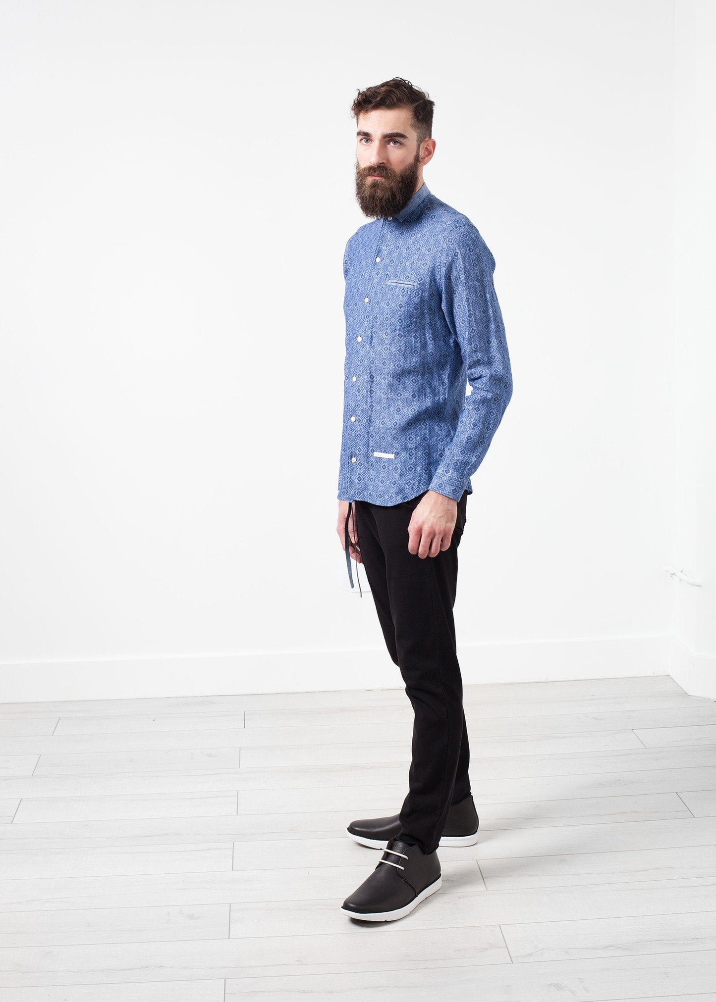 Linen Button Up in Blue Diamond - annaclothes